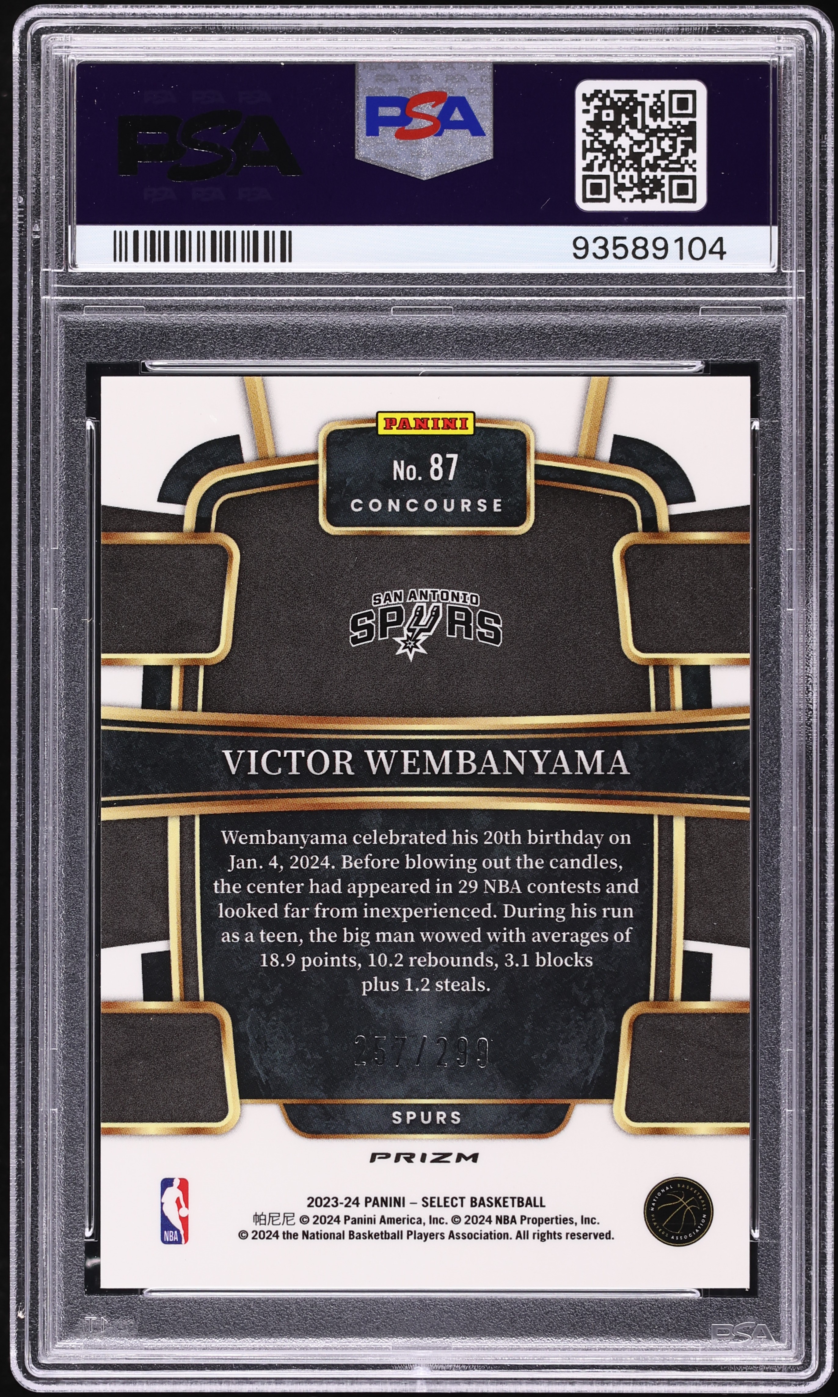 2023 Select Concourse Light Blue Prizm Victor Wembanyama ROOKIE