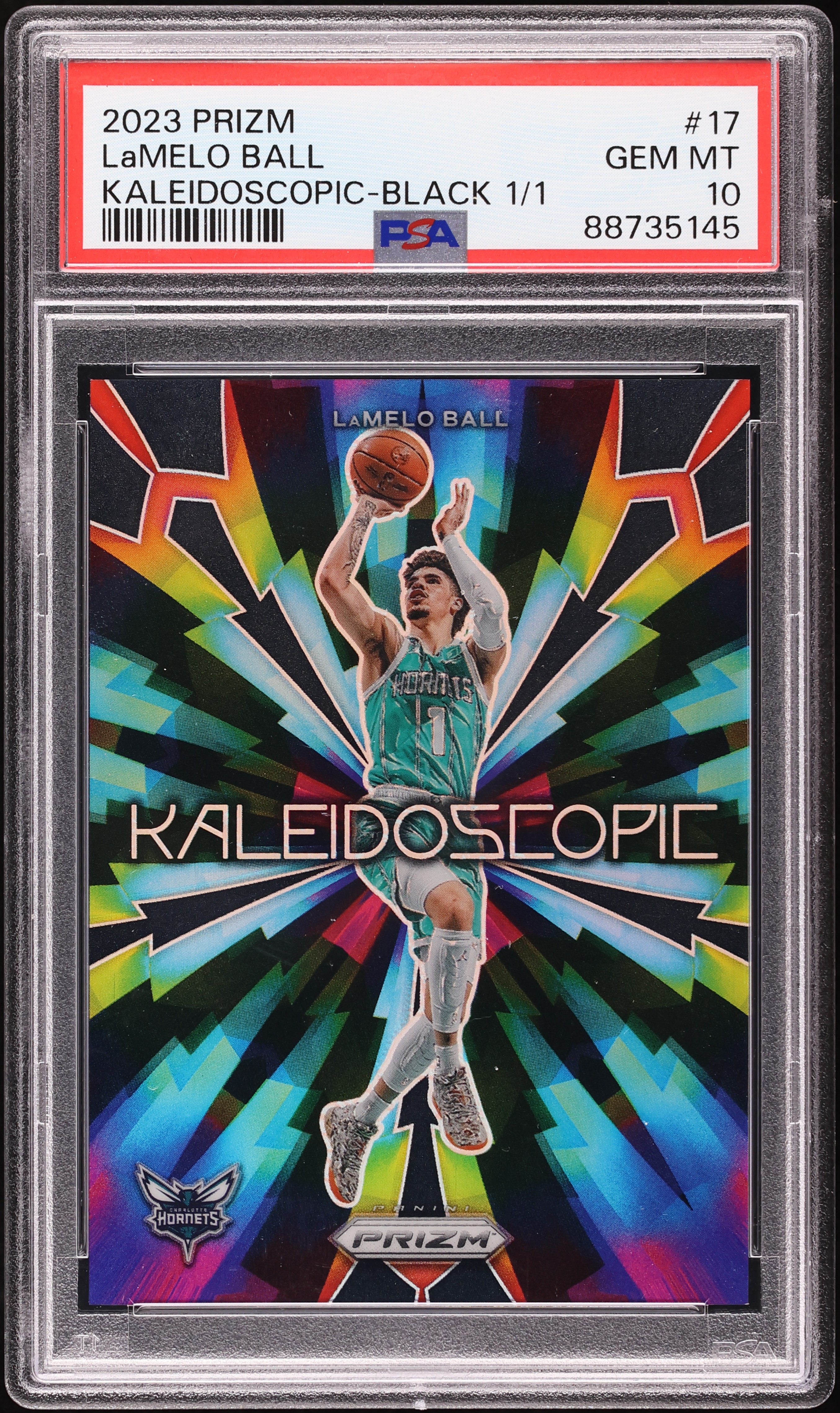 2023 Panini Prizm Kaleidoscopic Black LaMelo Ball 1/1 #17 PSA 10