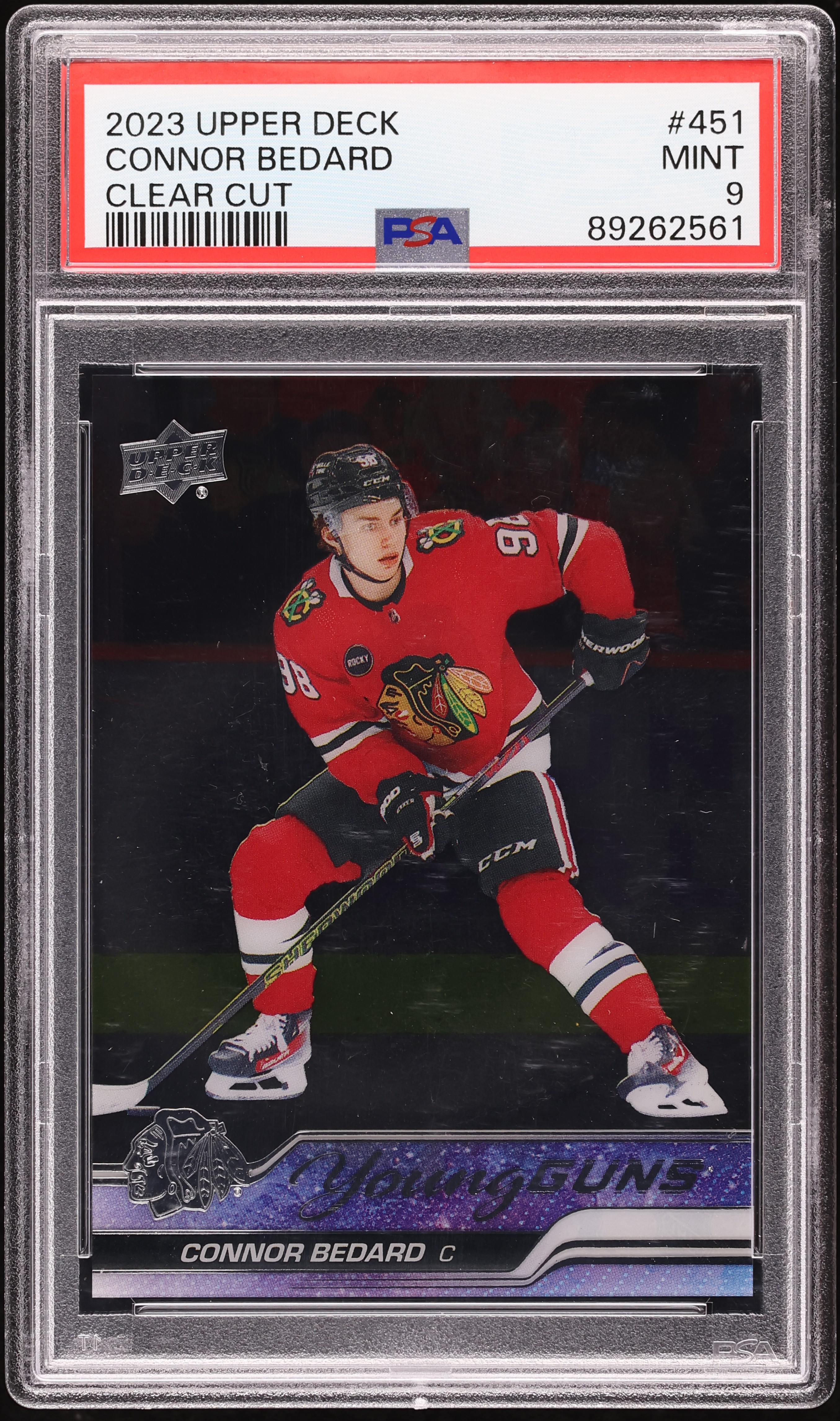 2023 Upper Deck Young Guns Clear Cut Connor Bedard ROOKIE #451 PSA