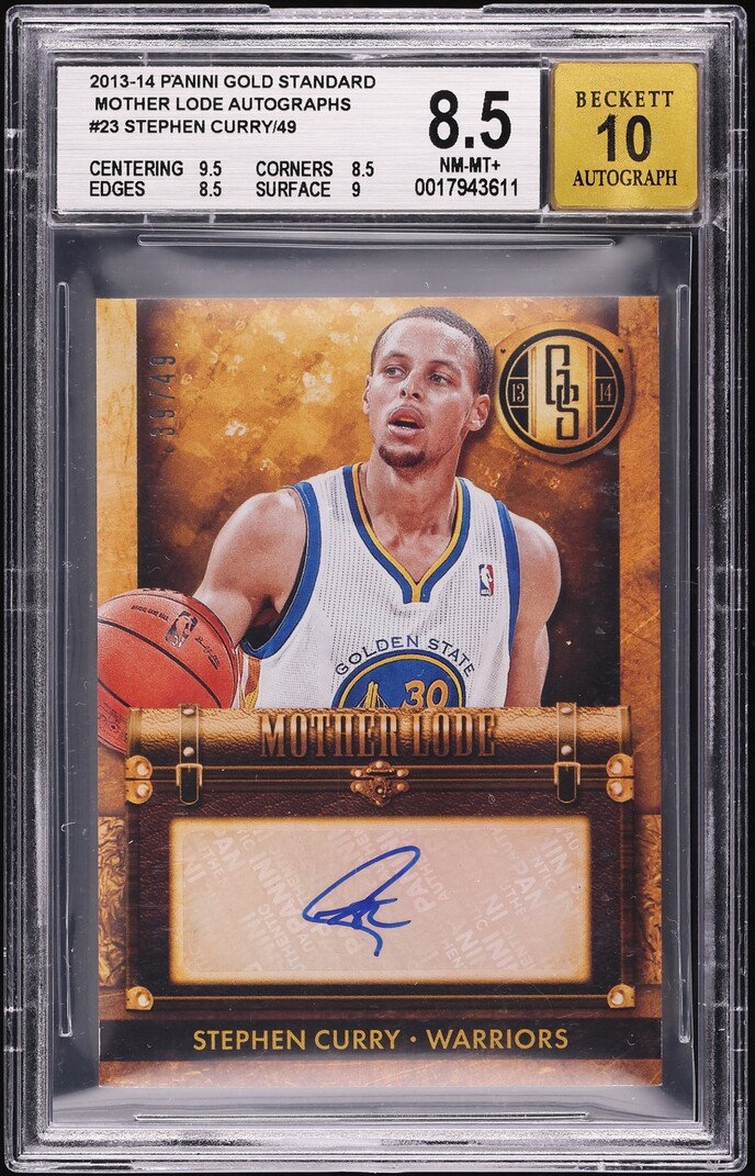 2013 Panini Gold Standard Mother Lode Stephen Curry AUTO /49 #23 BGS 8.5 NM-MT+
