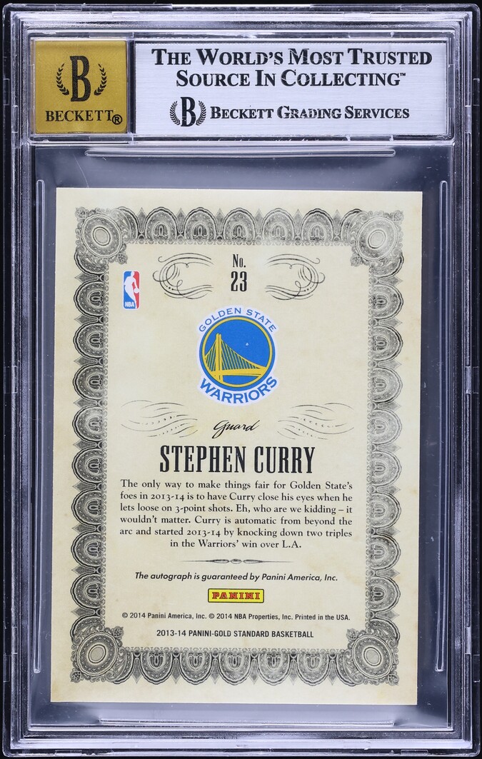 2013 Panini Gold Standard Mother Lode Stephen Curry AUTO /49 #23 BGS 8.5 NM-MT+