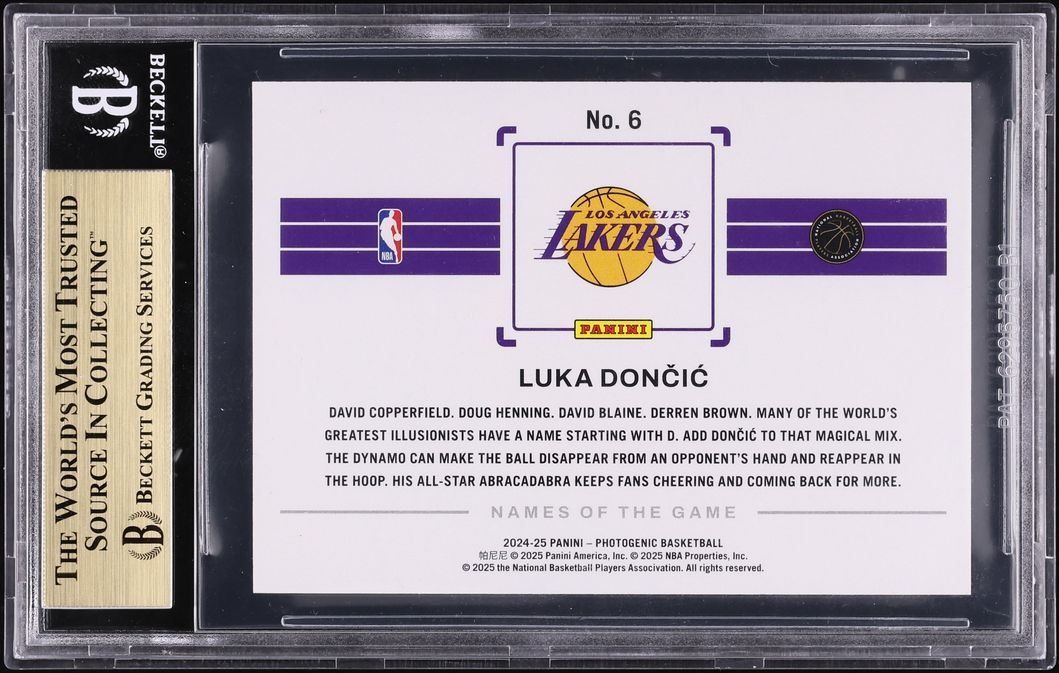 2024 Panini Photogenic Names Of The Game Luka Doncic #6 BGS 9.5 GEM MINT