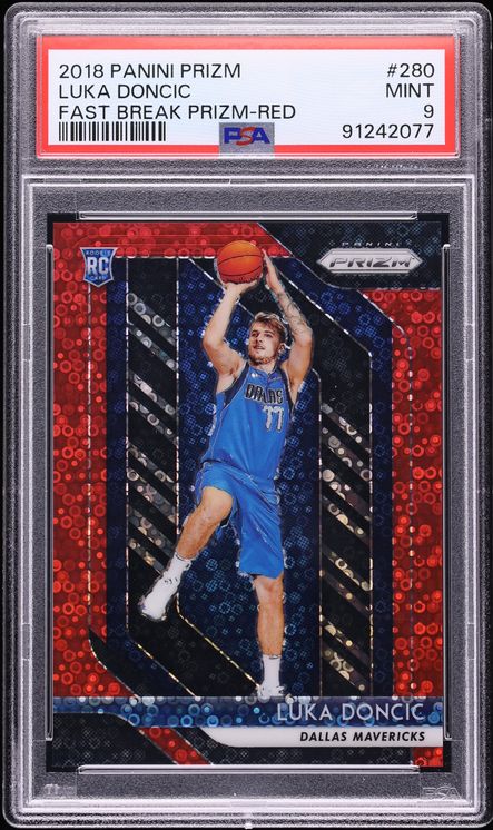 2018 Panini Prizm Fast Break Red Luka Doncic ROOKIE /125 #280 PSA