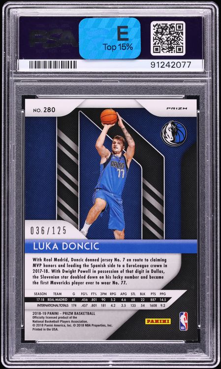 2018 Panini Prizm Fast Break Red Luka Doncic ROOKIE /125 #280 PSA