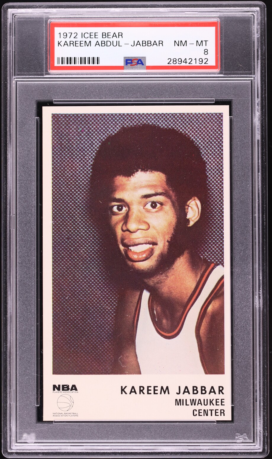 1972 Icee Bear Basketball Kareem Abdul-Jabbar PSA 8 NM-MT