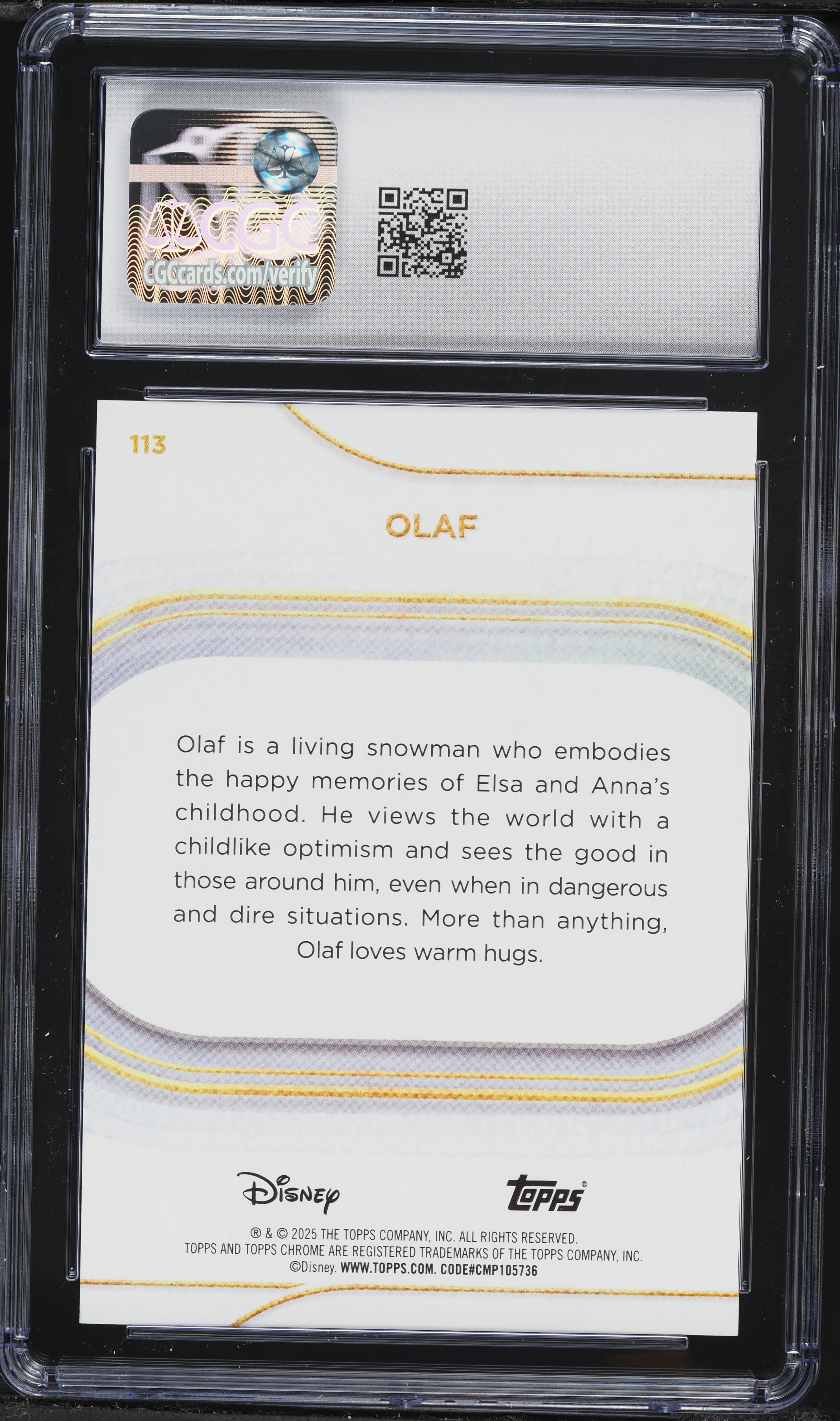 2025 Topps Chrome Disney Olaf #113 CGC 9.5 MINT+ on Fanatics Collect