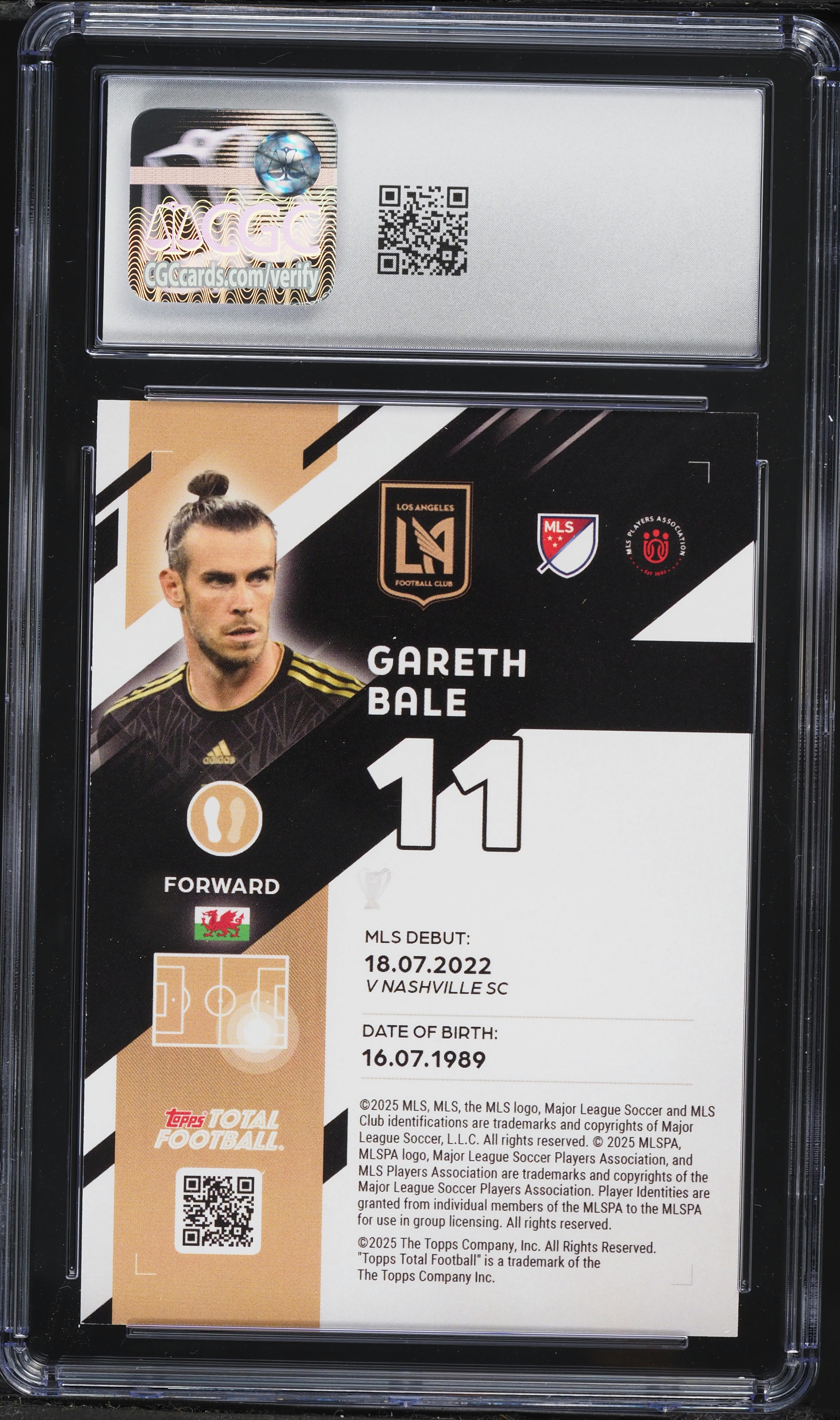 2025 Topps Total Football MLS Red Gareth Bale 5/5 #475 CGC 10 GEM