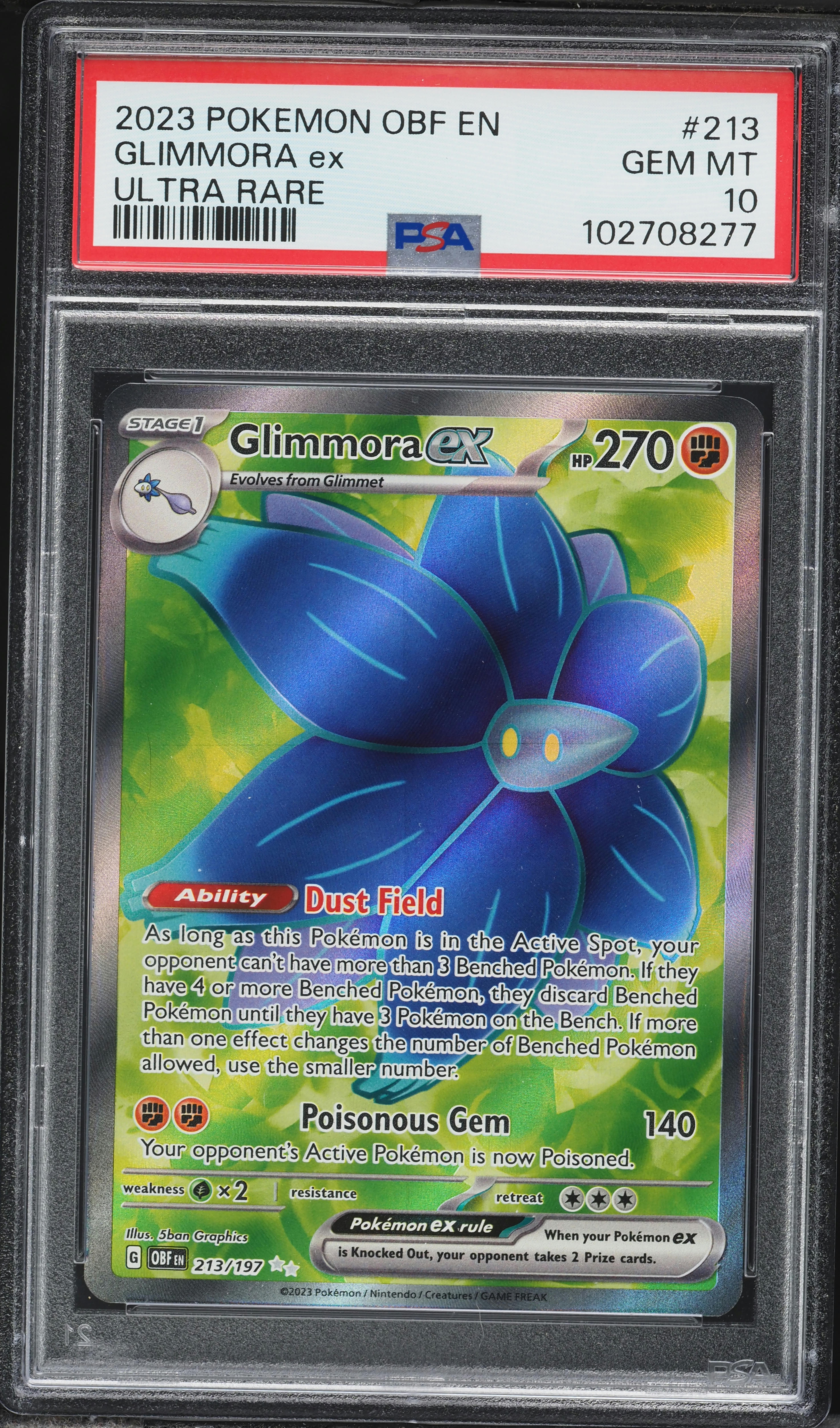 2023 Pokemon SV Obsidian Flames Full Art Glimmora ex #213 PSA 10