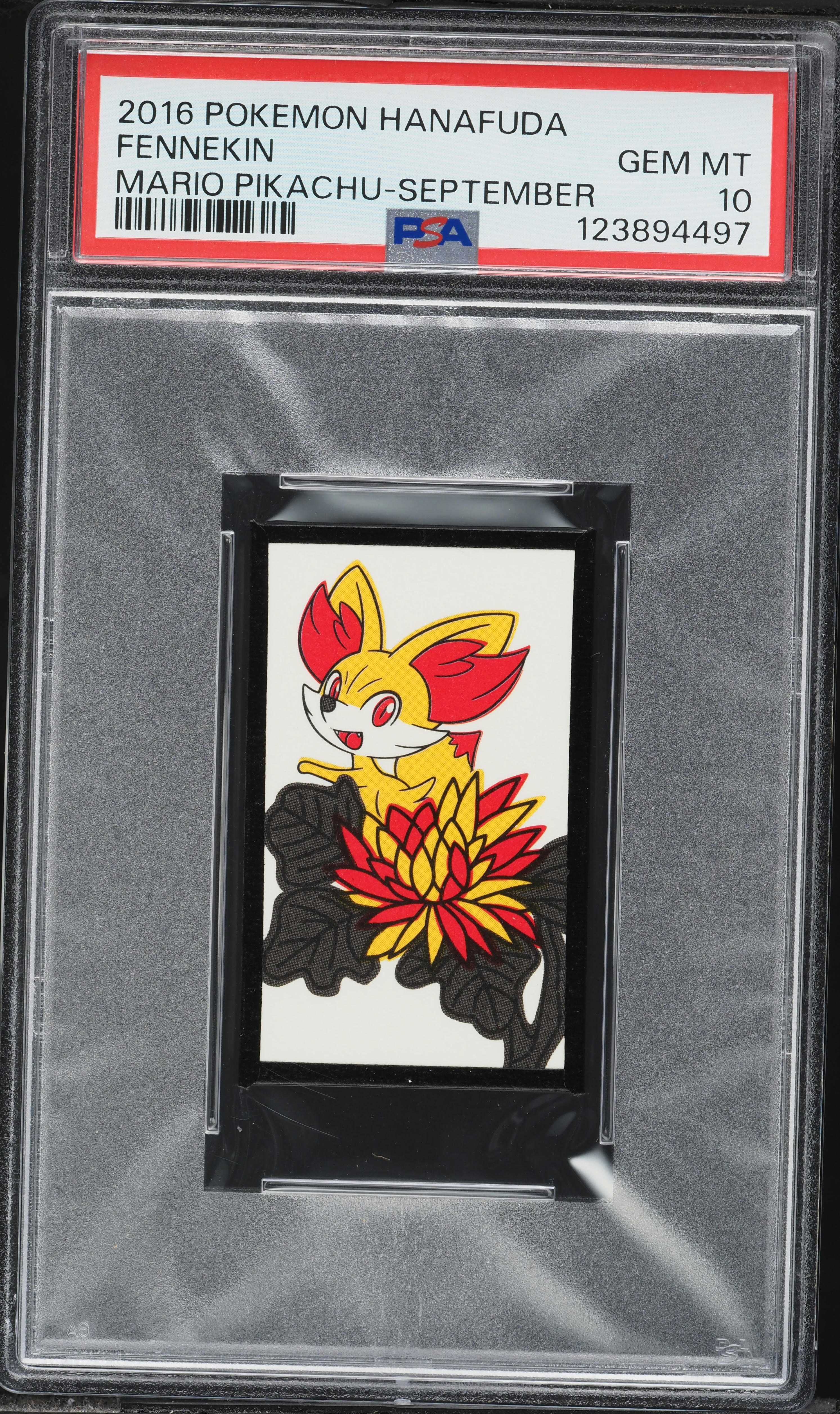 2016 Pokemon Hanafuda Mario Pikachu September Fennekin PSA 10 GEM