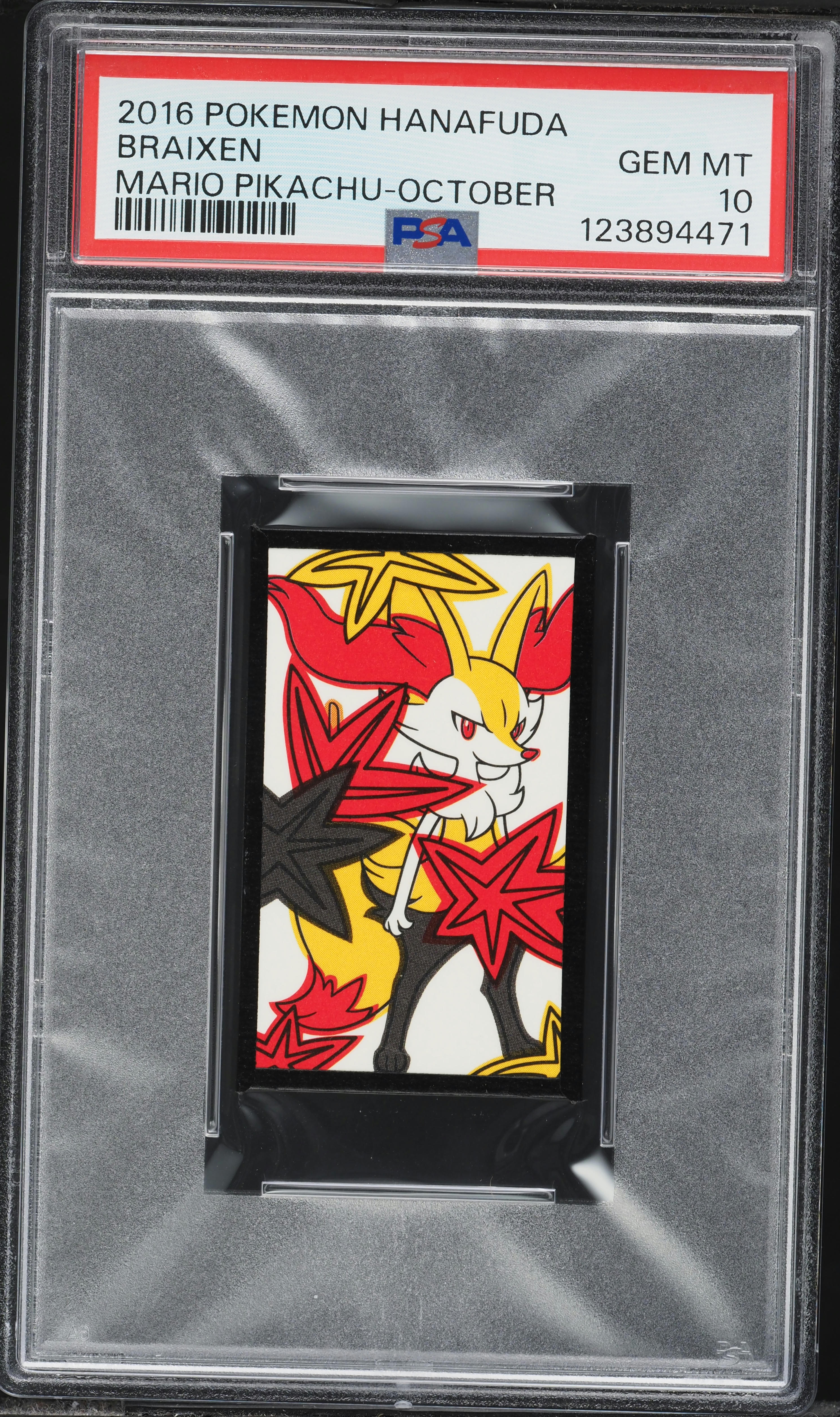 2016 Pokemon Hanafuda Mario Pikachu October Braixen PSA 10 GEM