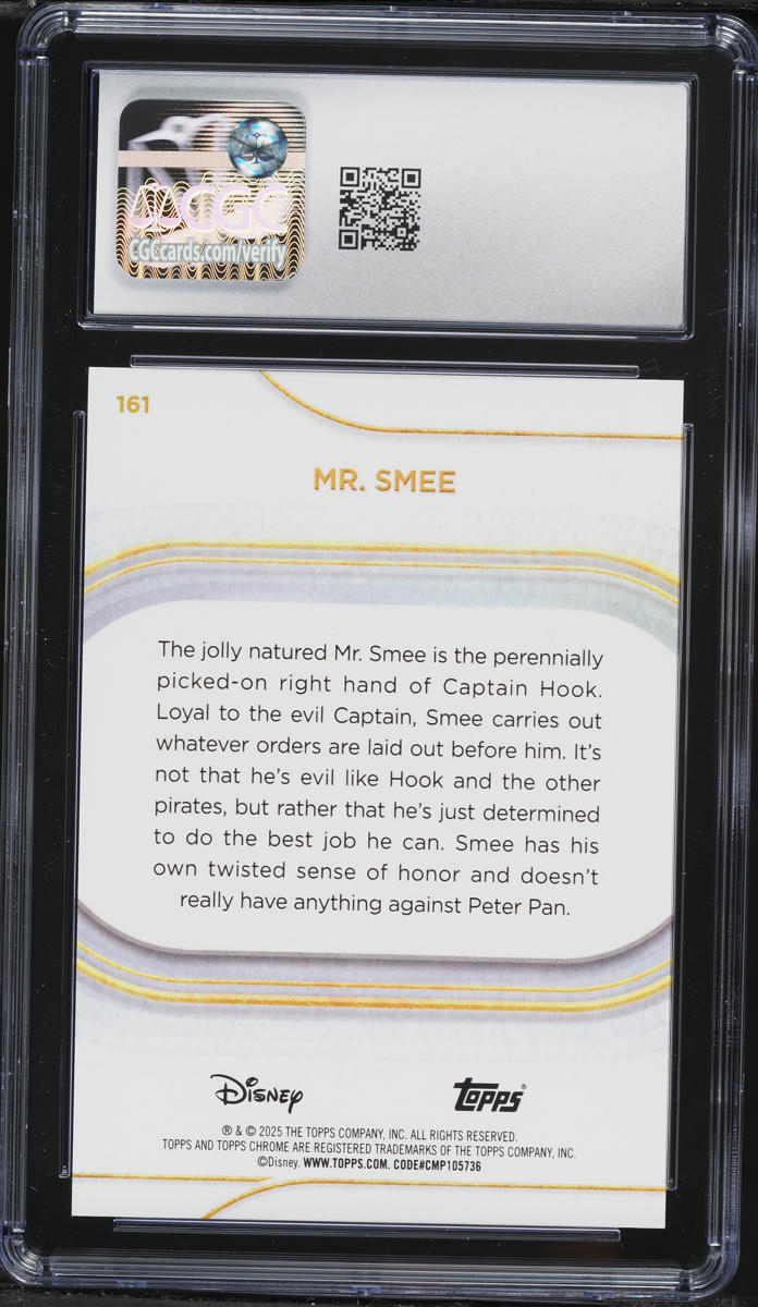 2025 Topps Chrome Disney Blue Refractor Mr. Smee /150 #161 CGC 10 GEM MINT