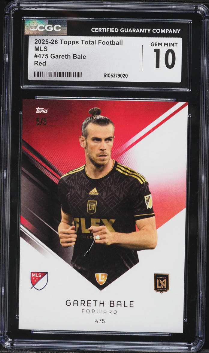 2025 Topps Total Football MLS Red Gareth Bale 5/5 #475 CGC 10 GEM