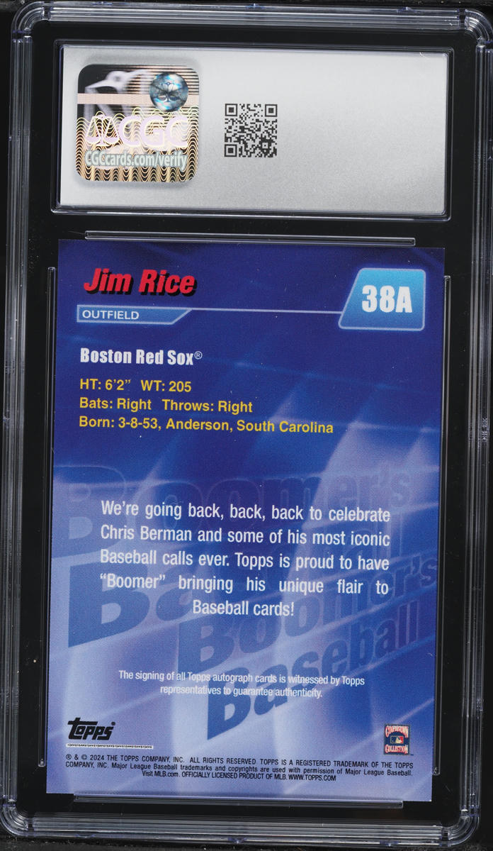 2024 Topps X Boomer's Baseball Green Jim Rice AUTO /75 #38A CGC 9 MINT