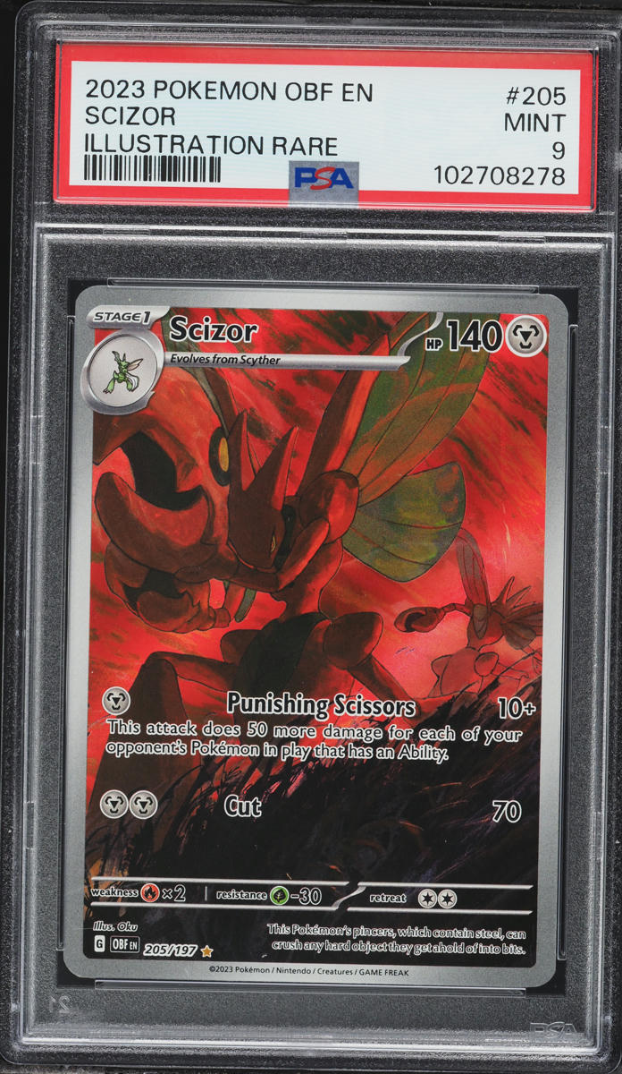 2023 Pokemon Scarlet & Violet Obsidian Flames IR Scizor #205 PSA 9 MINT