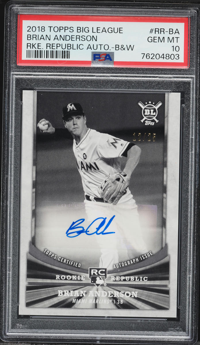 2018 Topps Big League Republic Black & White Brian Anderson ROOKIE AUTO /25 #RR-BA PSA 10 GEM
