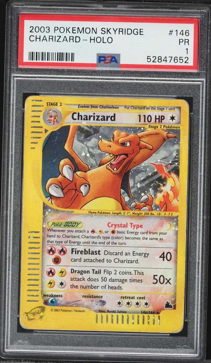 2003 Pokemon Skyridge Holo Crystal Charizard #146 PSA 1 PR