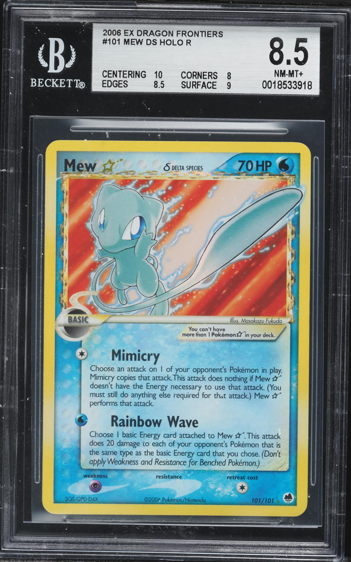 2006 Pokemon EX Dragon Frontiers Gold Star Holo Mew #101 BGS 8.5 NM-MT+