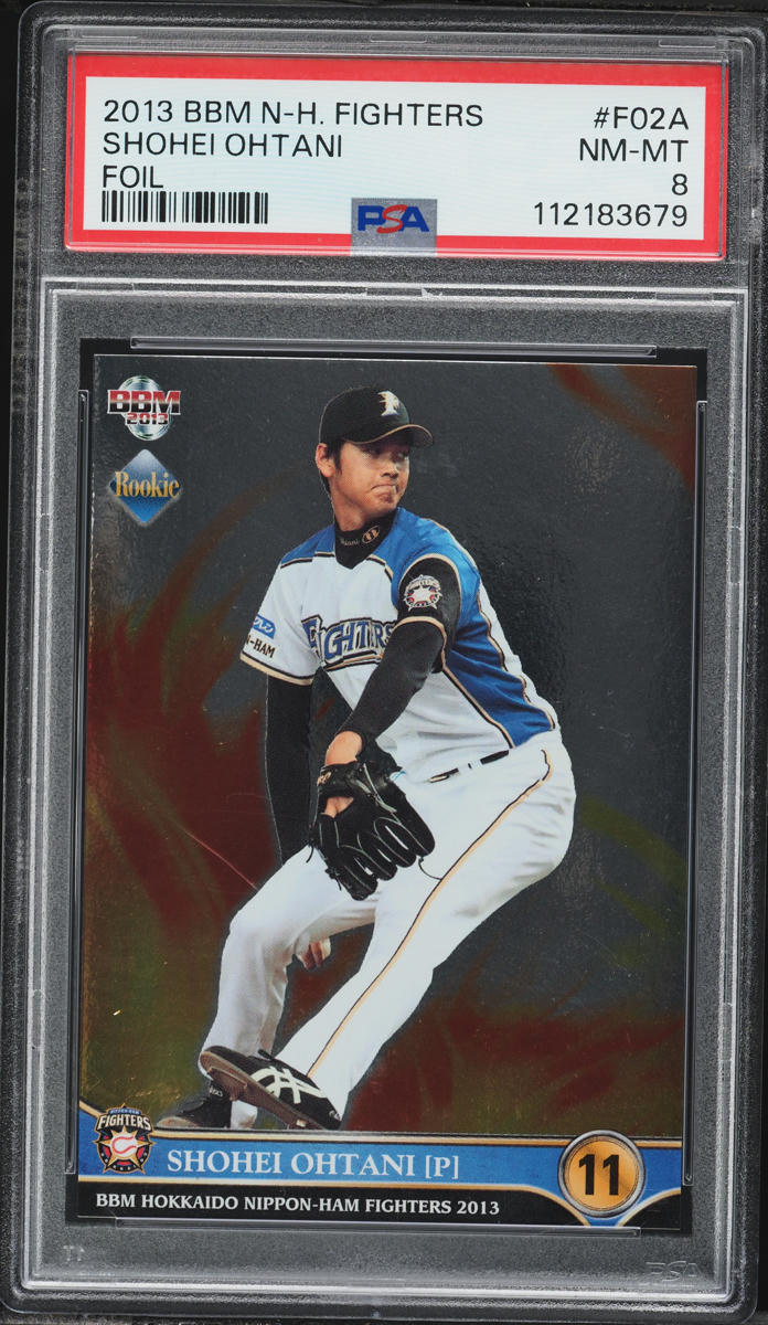 2013 BBM Hokkaido Nippon Ham Fighters Foil Shohei Ohtani ROOKIE #F02A PSA 8 NM-MT