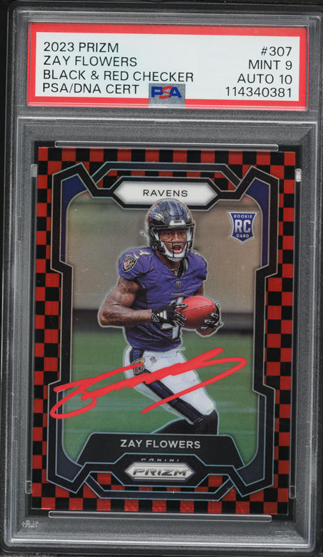 2023 Panini Prizm Black & Red Checker Zay Flowers ROOKIE AUTO DNA