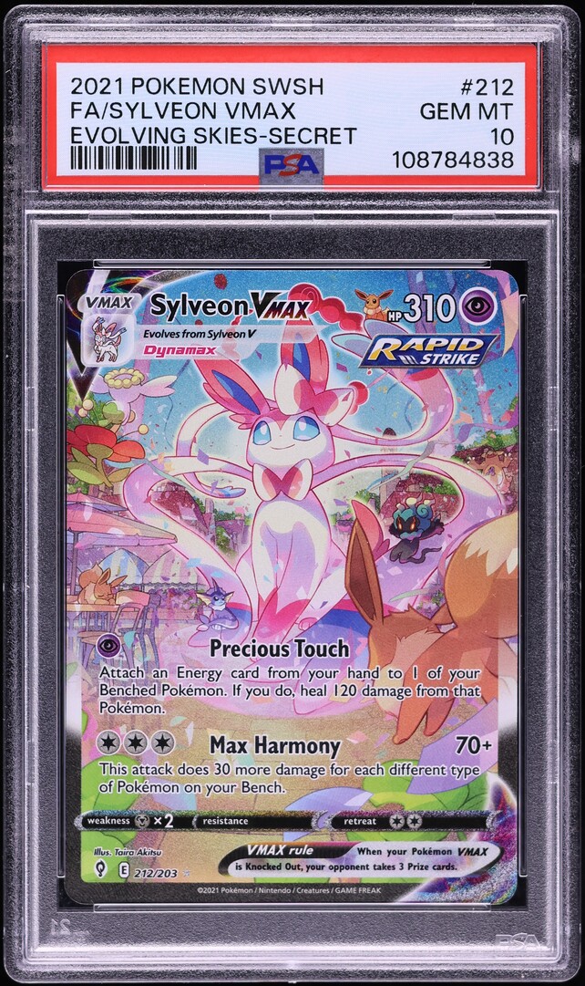 2021 Pokemon Sword & Shield Evolving Skies Sylveon VMAX #212 PSA