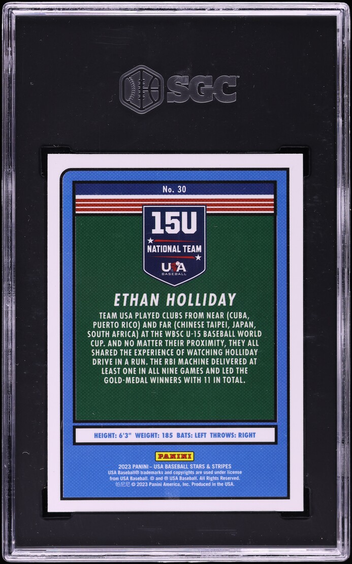 2023 Panini Stars & Stripes Ethan Holliday ROOKIE #30 SGC 9.5 MINT+