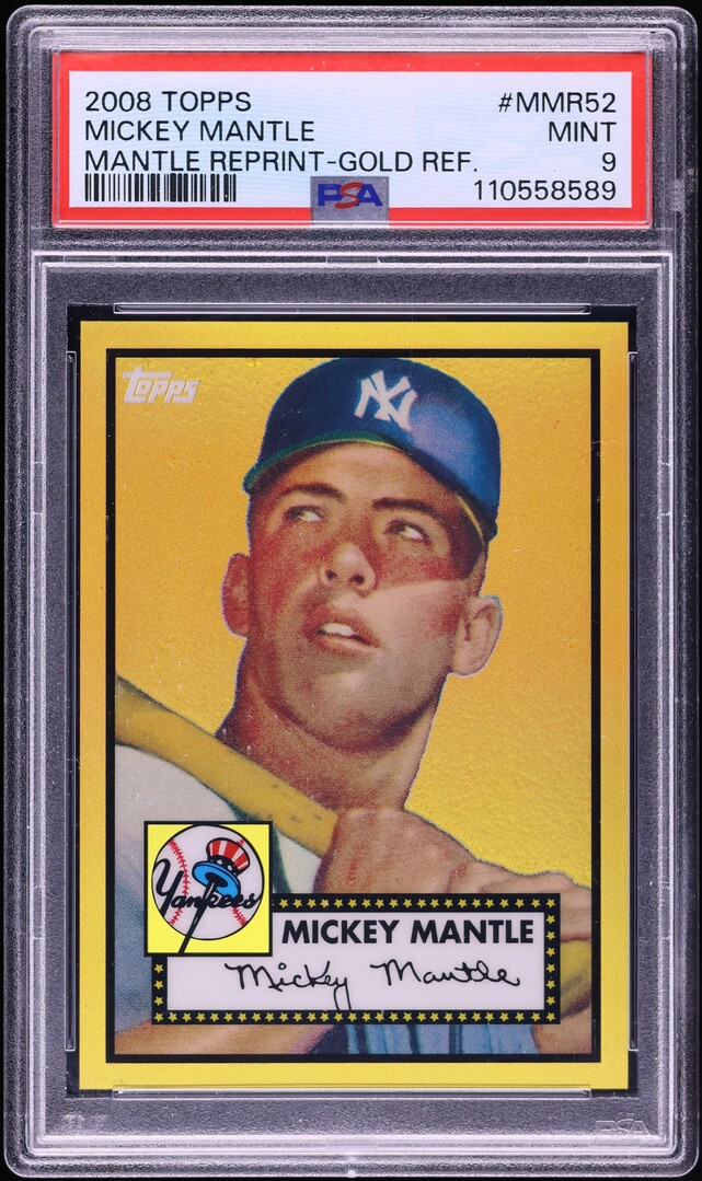 2008 Topps '52 Reprint Gold Refractor Mickey Mantle #MMR-52 PSA 9 MINT