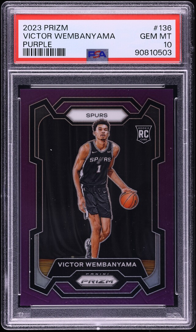 2023 Panini Prizm Purple Victor Wembanyama ROOKIE /99 #136 PSA 10 GEM MINT