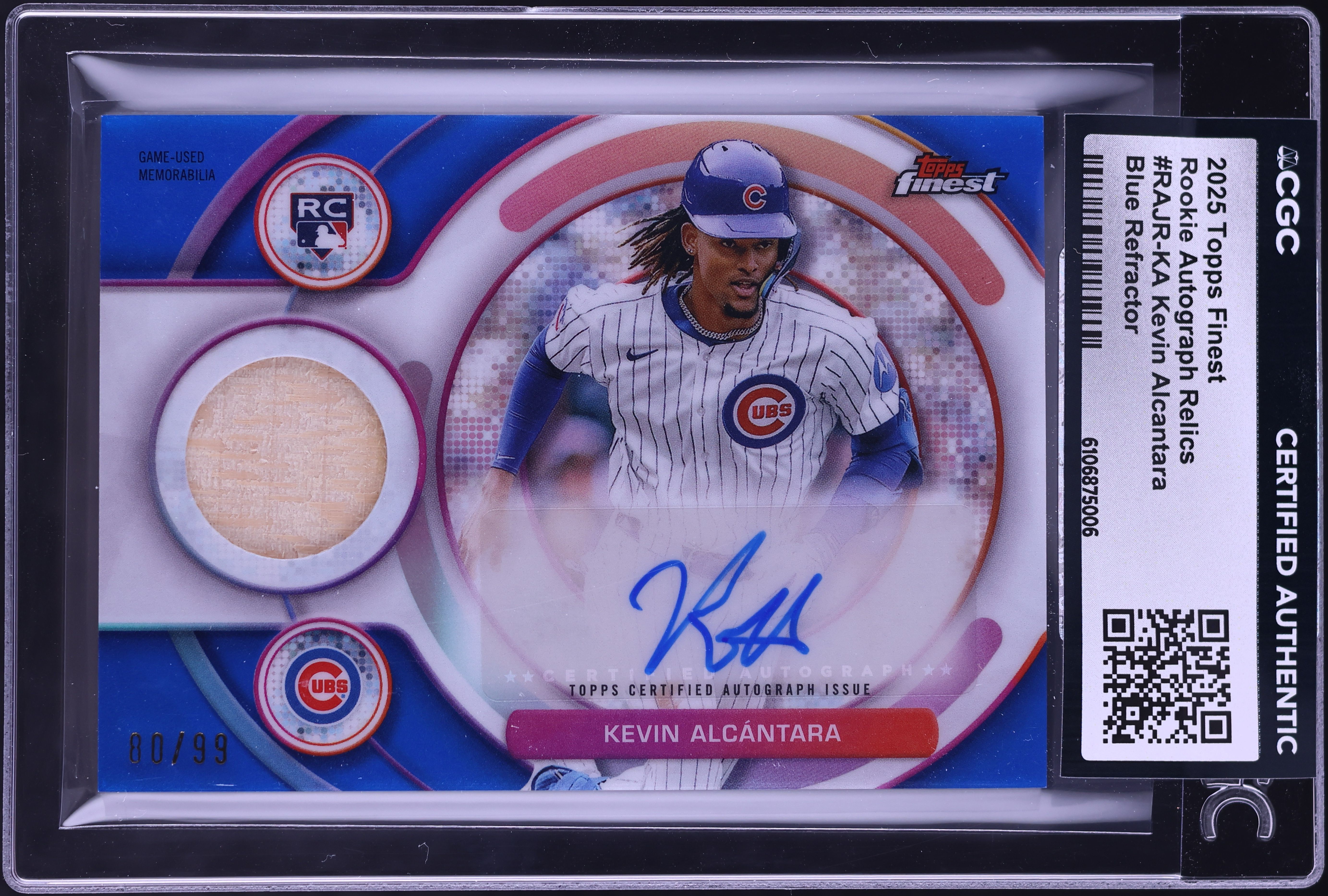 2025 Topps Finest Blue Refractor Kevin Alcantara ROOKIE PATCH AUTO 
