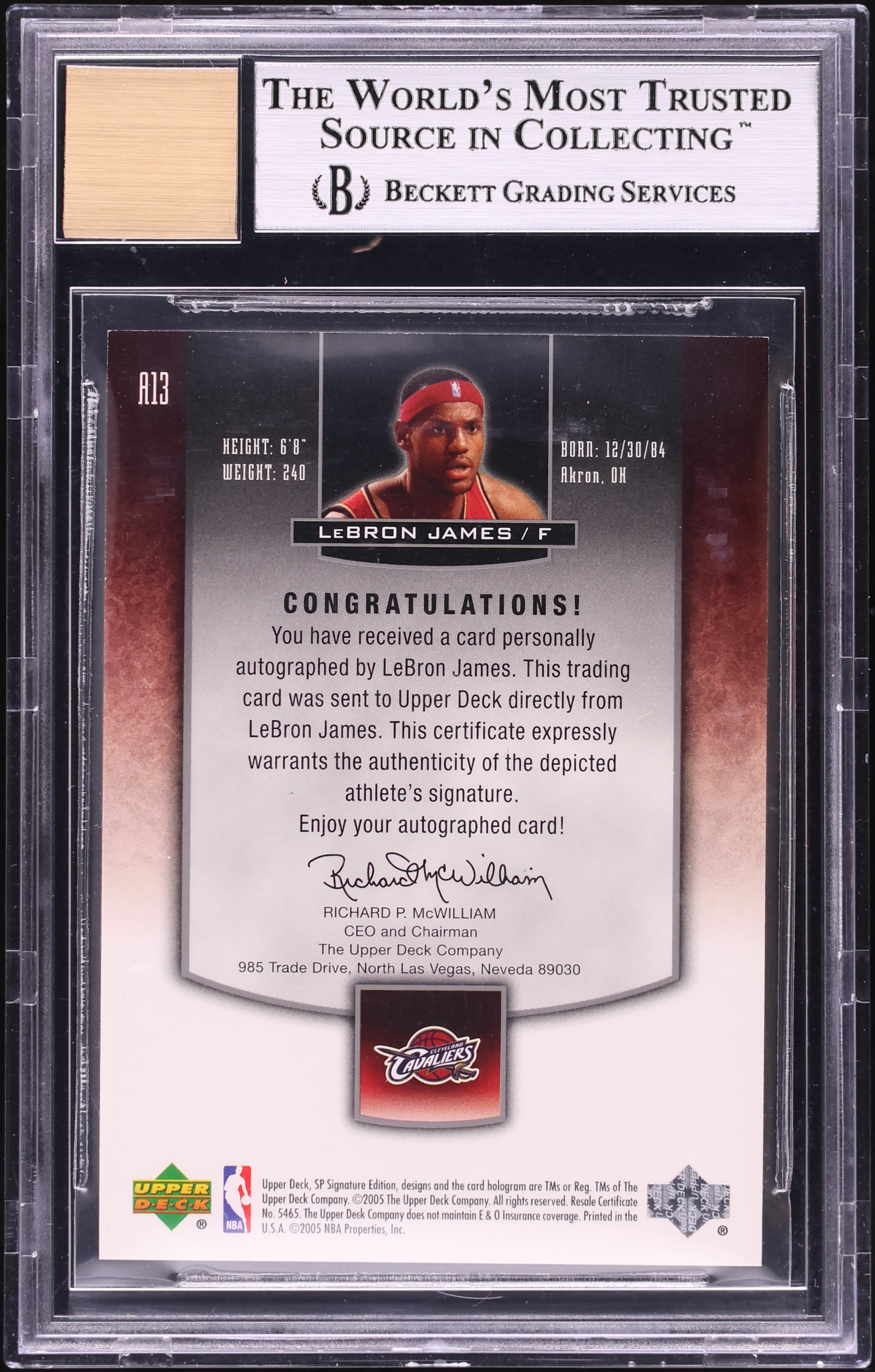 2004 SP Signature Edition Parallel LeBron James AUTO /23 #A13 BGS