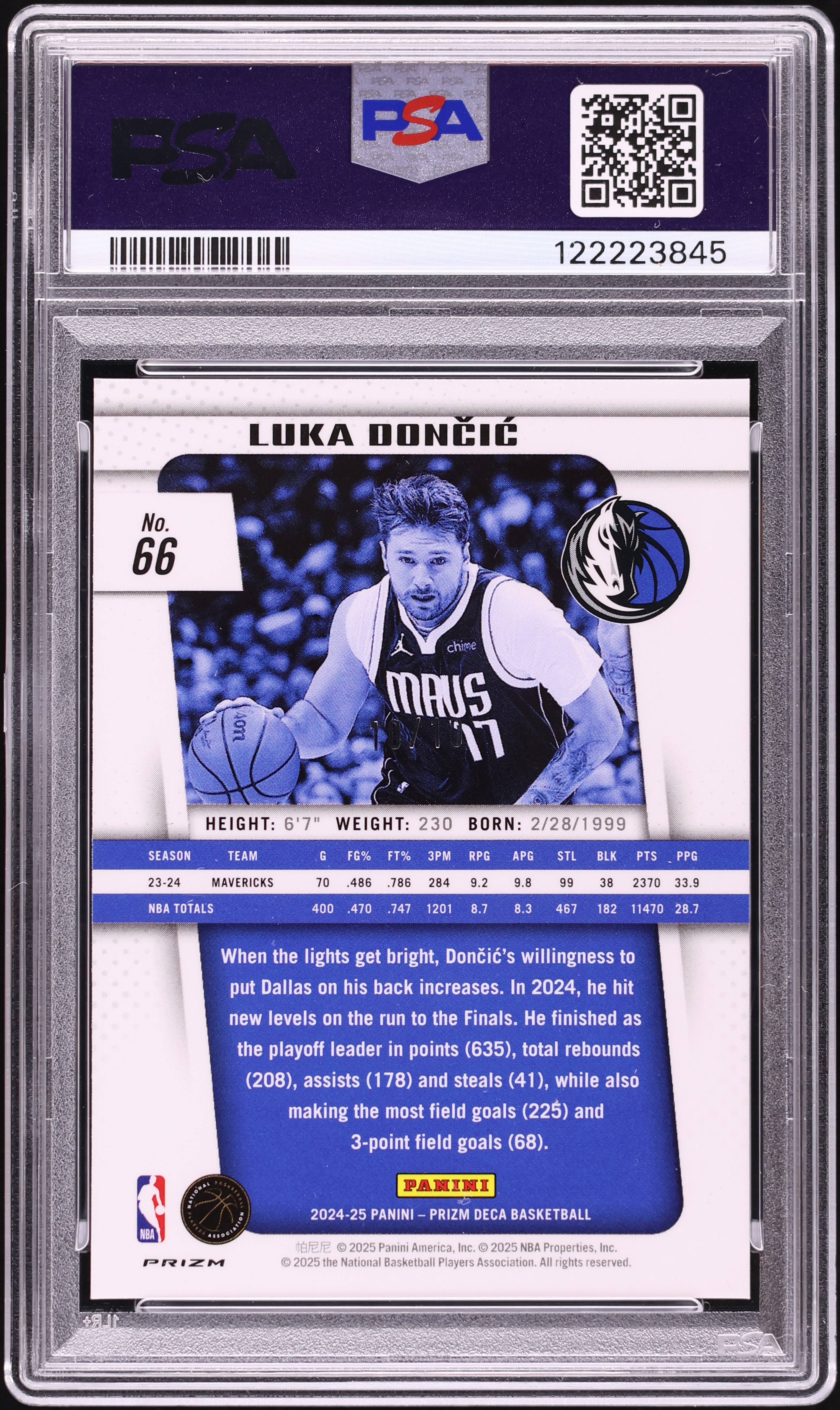 2024 Panini Prizm Deca Gold Luka Doncic 10/10 #66 PSA 10 GEM MINT