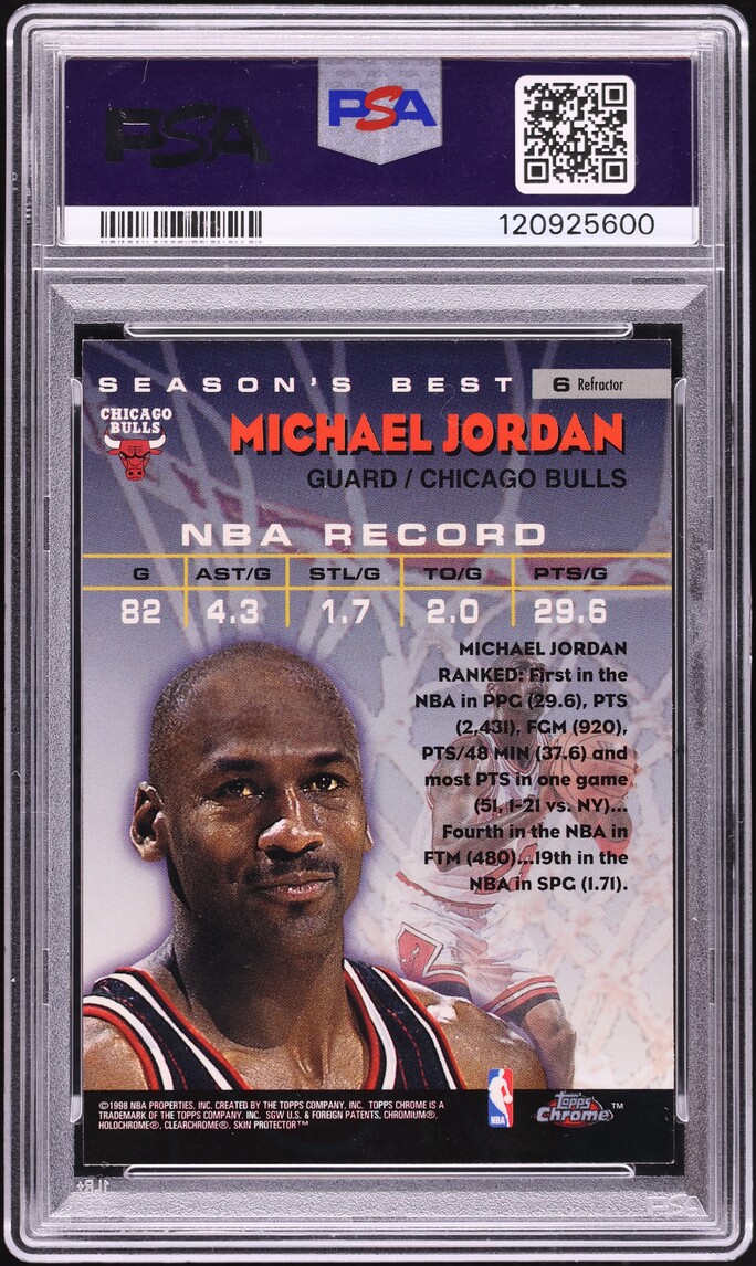 1997 Topps Chrome Season's Best Refractor Michael Jordan #6 PSA 8 NM-MT