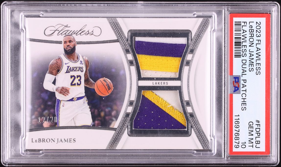 2023 Panini Flawless Dual LeBron James PATCH /20 #FDP-LBJ PSA 10