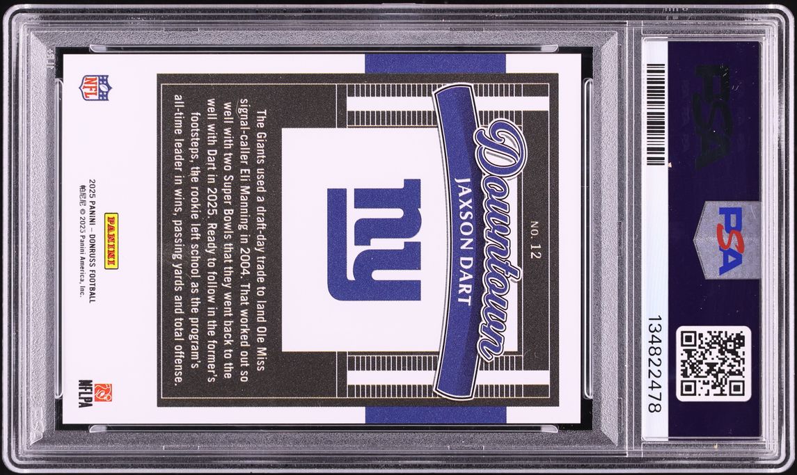 2025 Donruss Downtown! Horizontal Jaxson Dart ROOKIE #12 PSA 10 GEM MINT