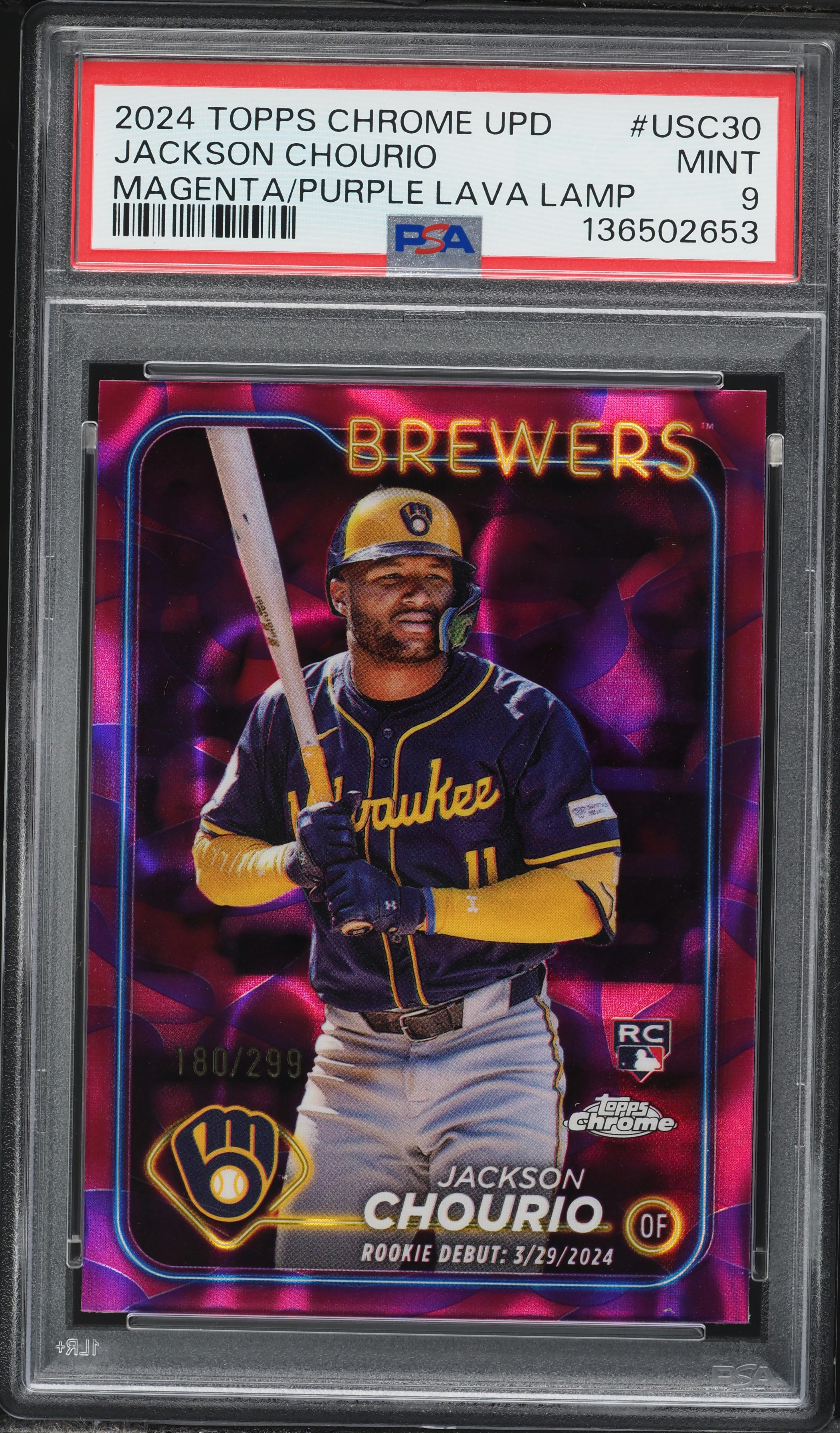 2024 Topps Chrome Update Magenta Purple Lava Lamp Jackson Chourio