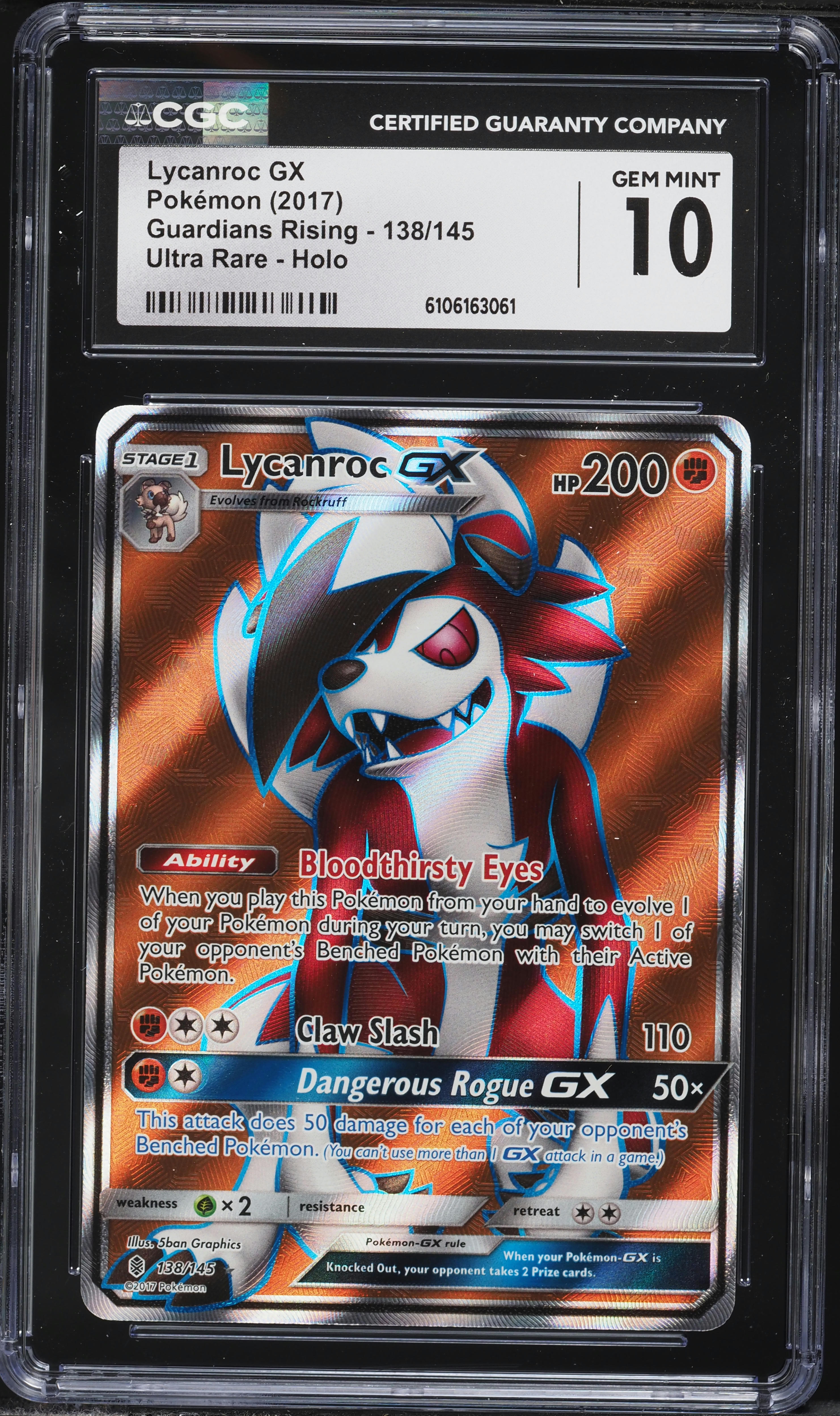 Pokemon Sun & Moon Guardians Rising Ultra Rare Holo Full Art Lycanroc-GX #138 Pokemon Sun & Moon Guardians Rising Ultra Rare Holo Full Art Lycanroc-GX #138