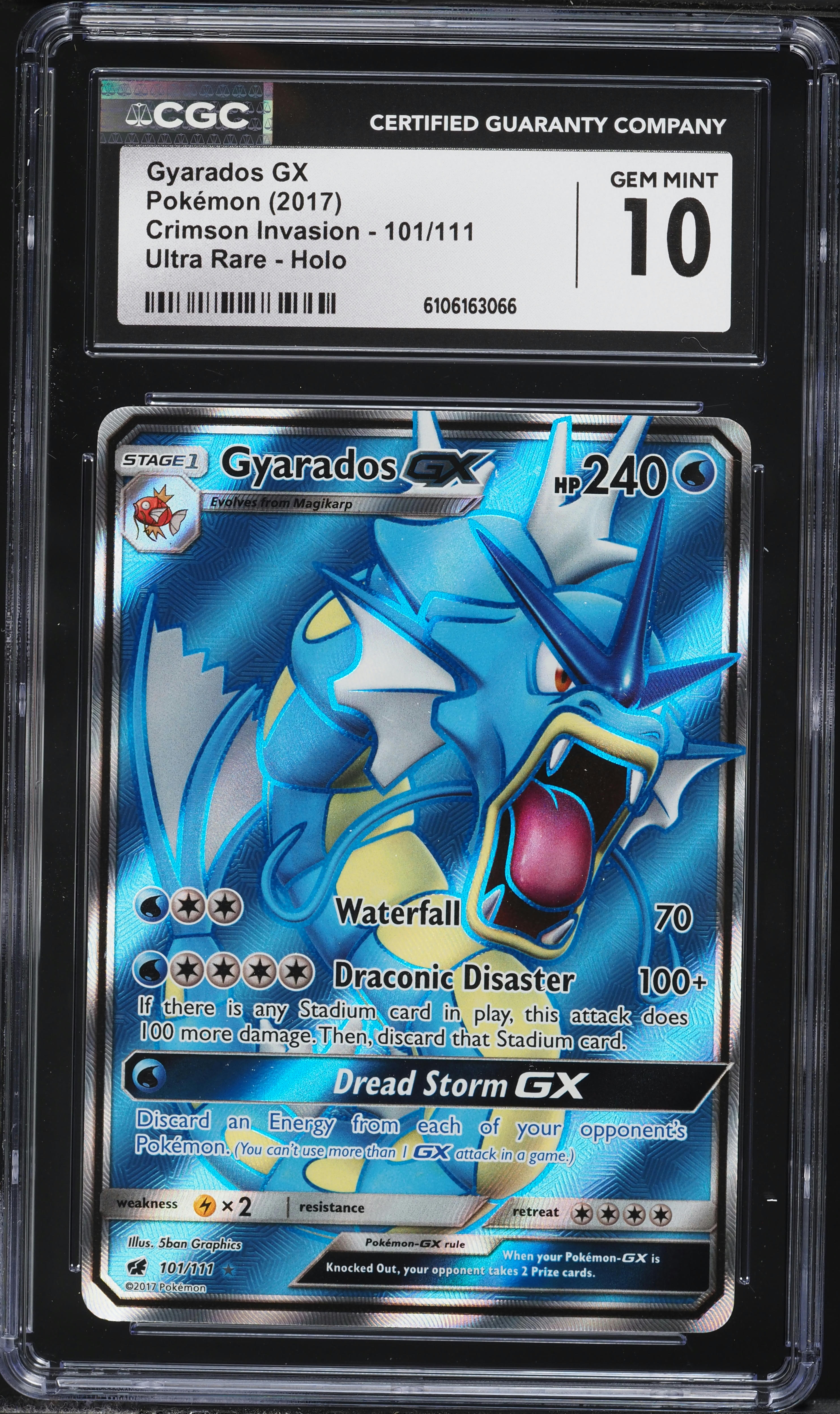 2017 Pokemon Sun & Moon Crimson Invasion Full Art Gyarados GX #101
