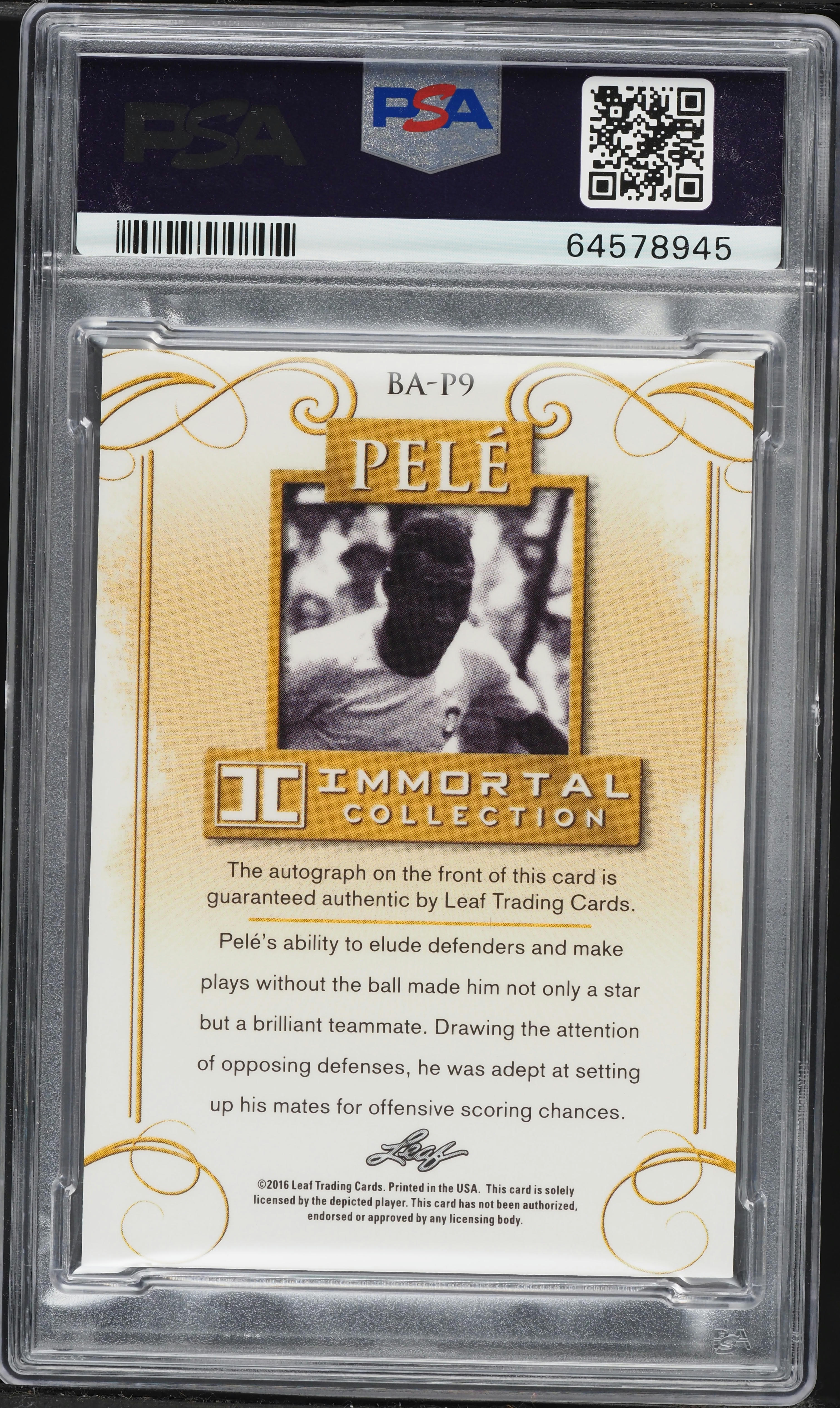 2016 Leaf Immortal Collection Pele AUTO #P9 PSA AUTH on Fanatics