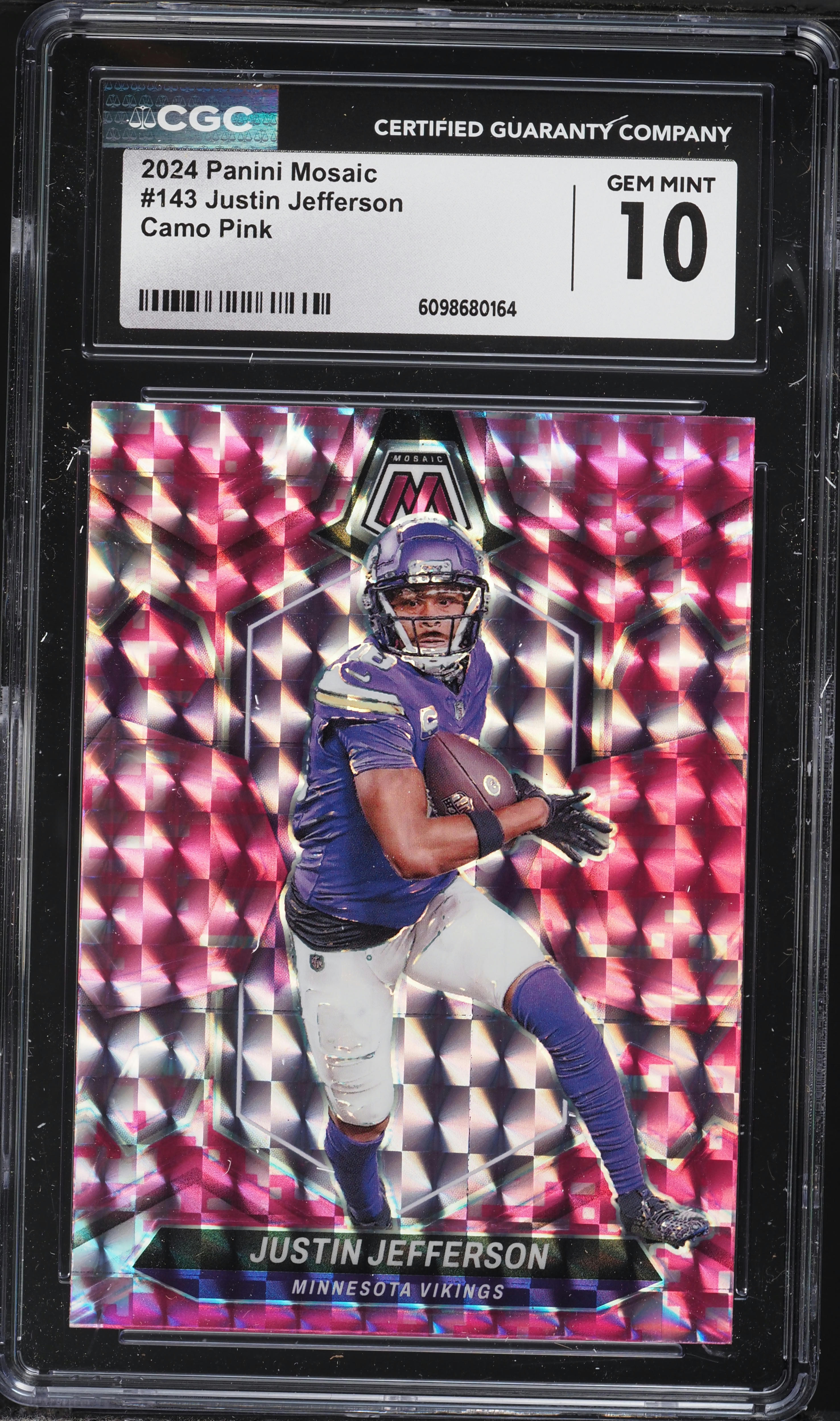 2024 Panini Mosaic Camo Pink Justin Jefferson #143 CGC 10 GEM MINT