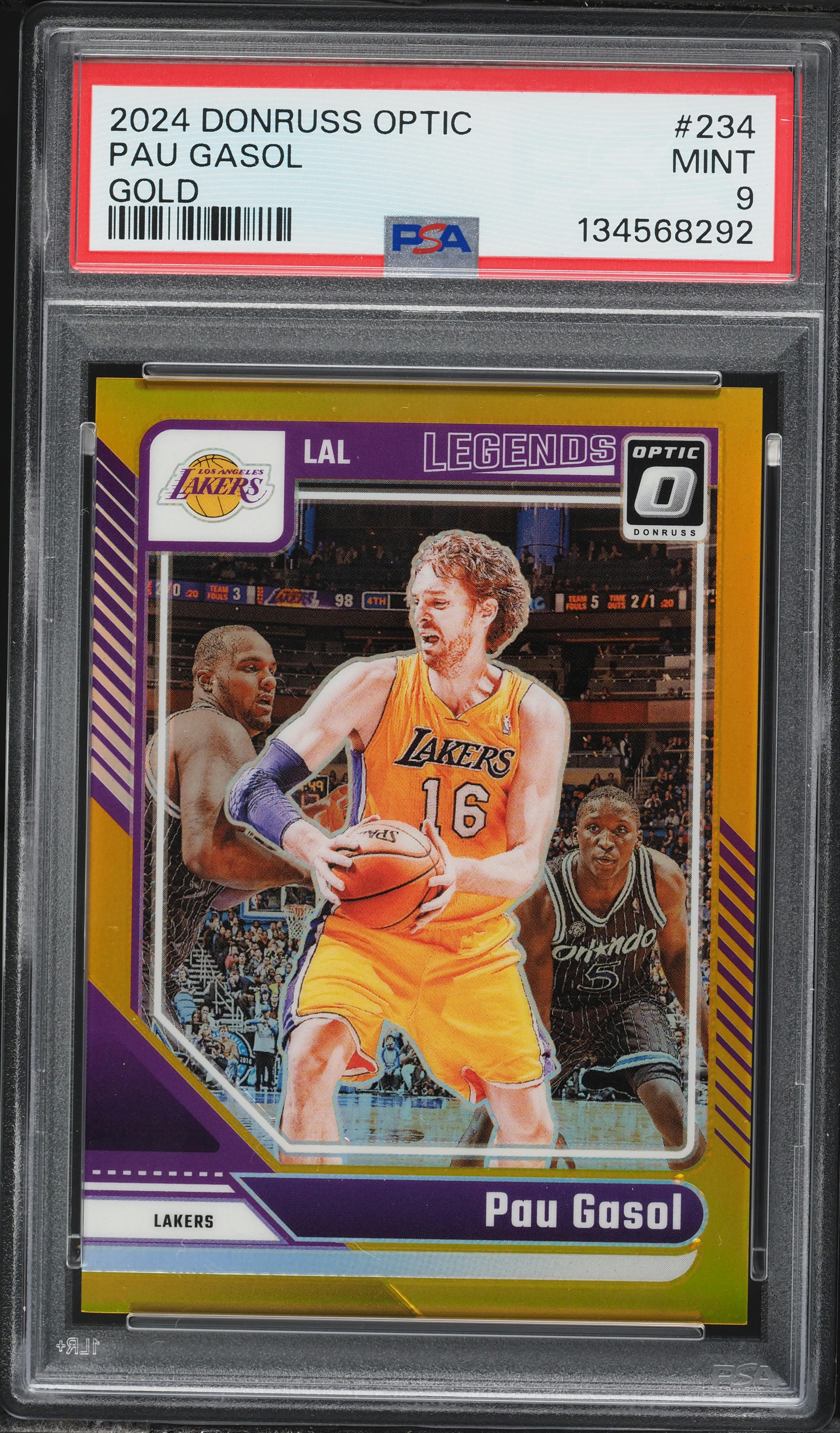 2024 Donruss Optic Gold Prizm Pau Gasol /10 #234 PSA 9 MINT on