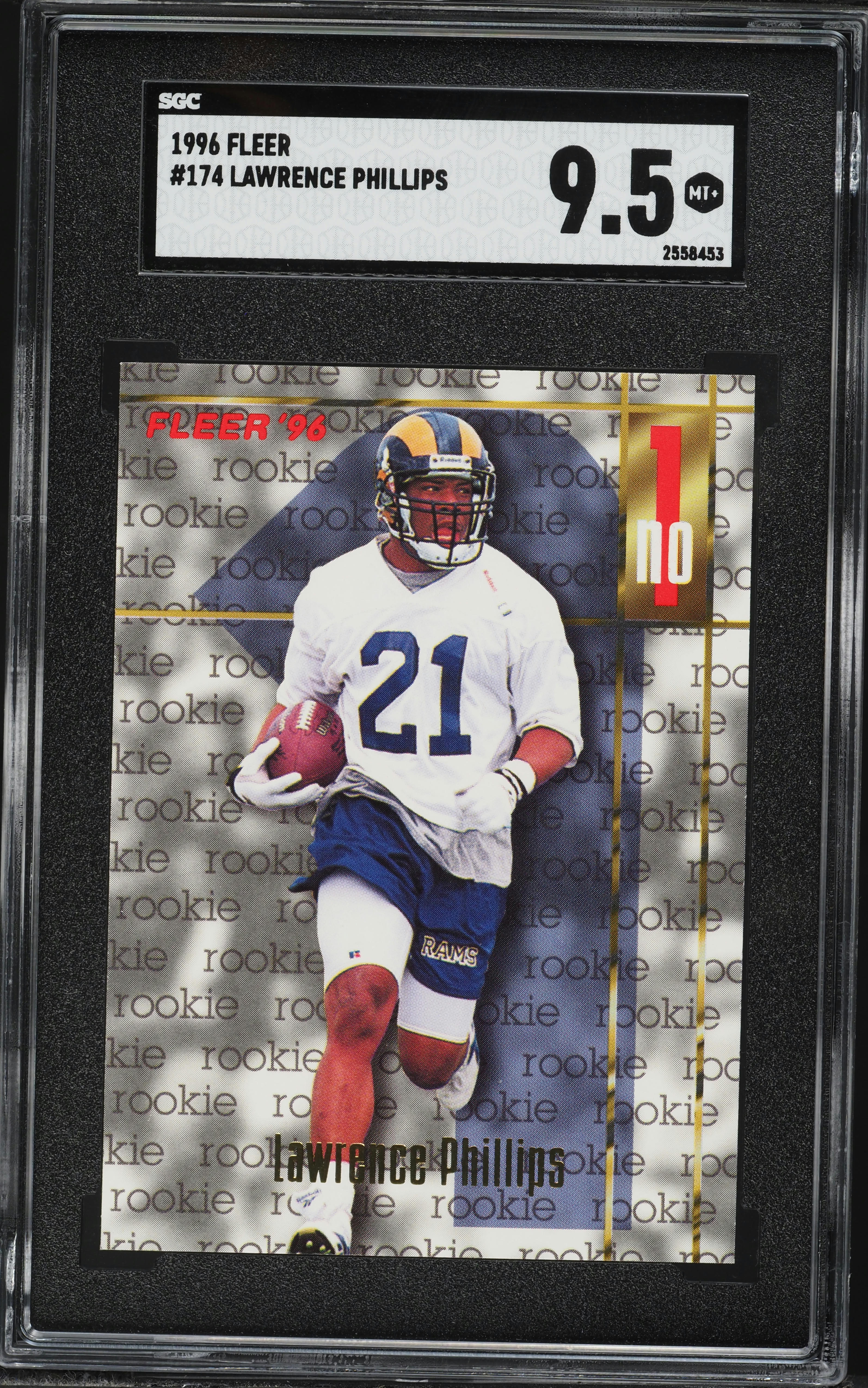 1996 Fleer Lawrence Phillips ROOKIE #174 SGC 9.5 MINT+ on Fanatics