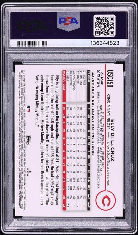 2024 Topps Chrome Update Gold Speckle Elly De La Cruz ROOKIE /50 #USC150 PSA 10 GEM MINT