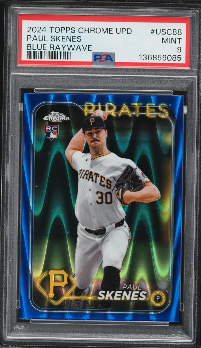 2024 Topps Chrome Update Blue Raywave Paul Skenes ROOKIE /150 #USC88 PSA 9 MINT