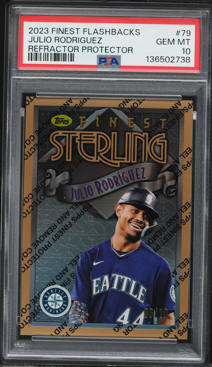 2023 Finest w/Coating Flashbacks Refractor Julio Rodriguez /10 #79 PSA 10 GEM MINT