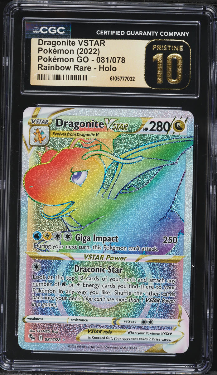 rainbow dragonite pokemon go card 2022 Pokemon Sword & Shield GO Rainbow Rare Dragonite VSTAR #81 CGC 10  PRISTINE on Fanatics Collect