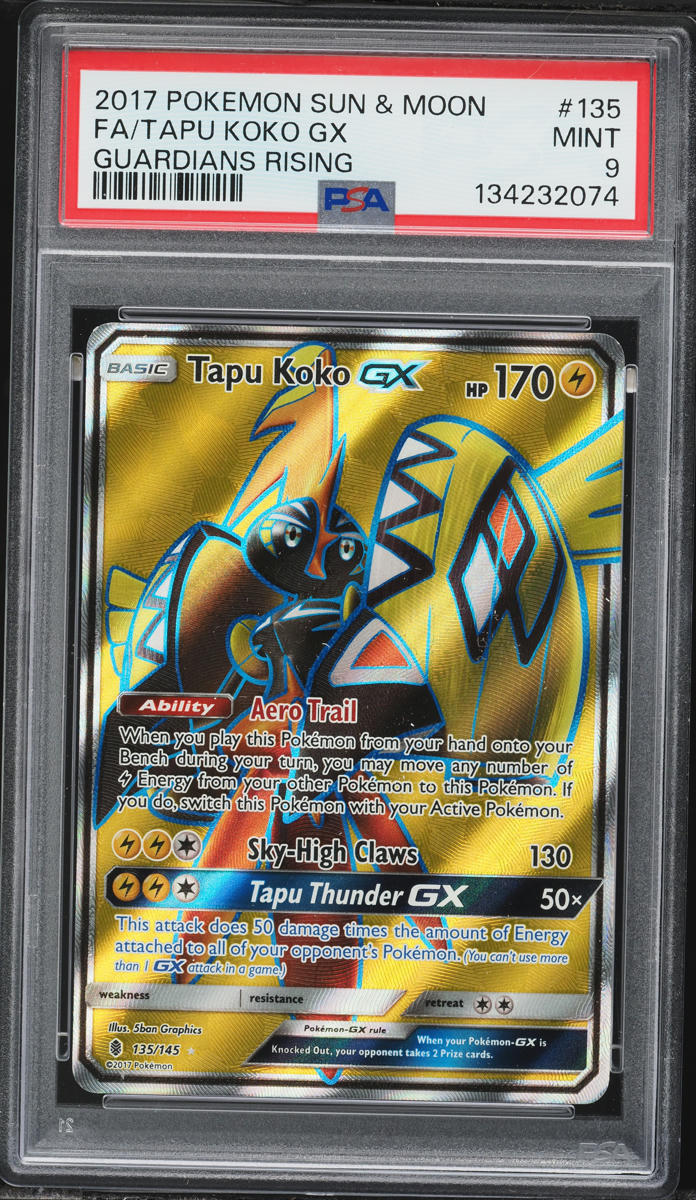 2017 Pokemon Sun & Moon Guardians Rising Full Art Tapu Koko GX #135 PSA 9 MINT