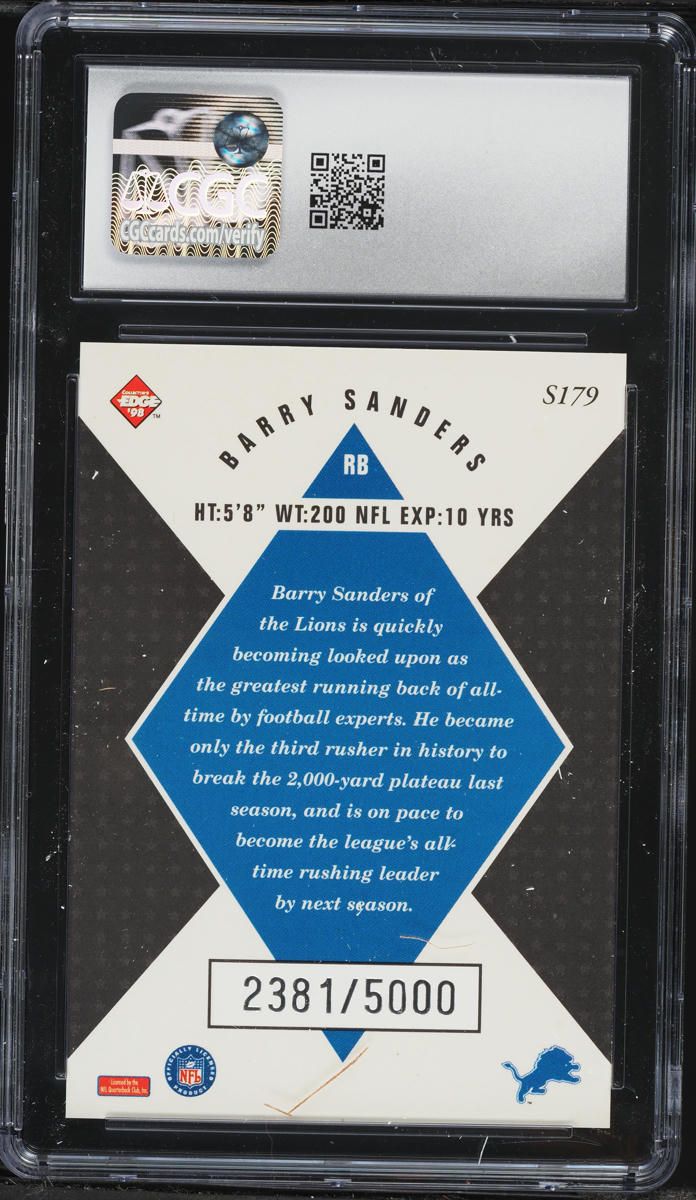 1998 Collector's Edge Masters Barry Sanders /5000 #S179 CGC 9 MINT