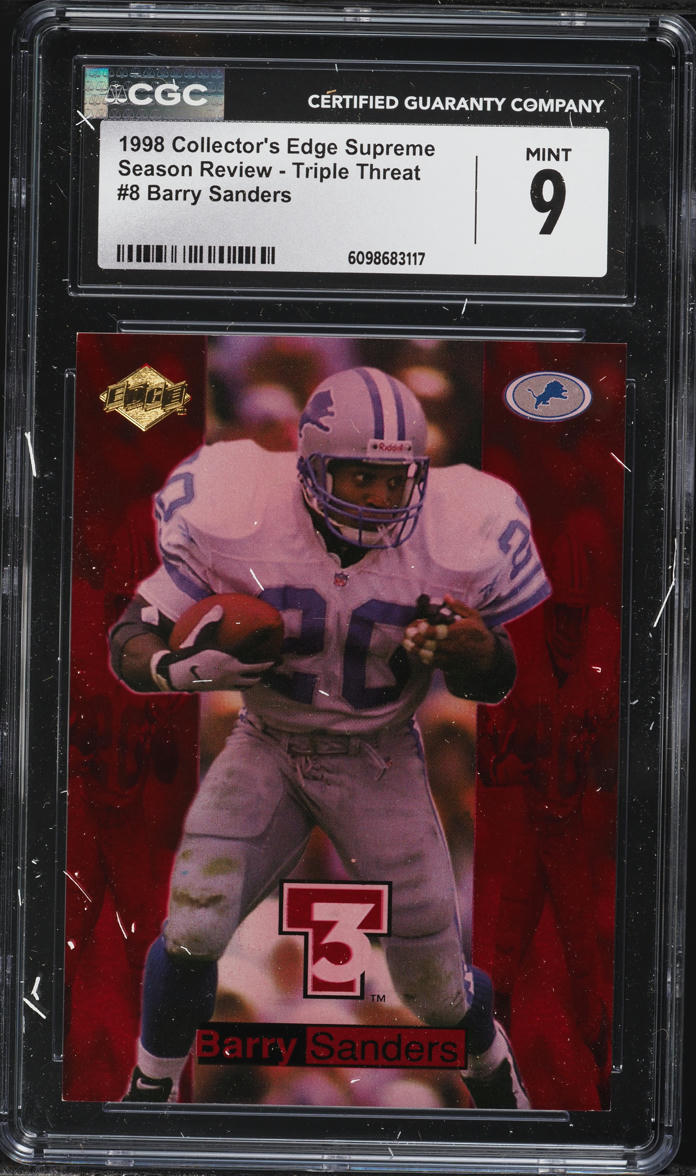 1998 Collector's Edge Supreme Season Review Triple Threat Barry Sanders #8 CGC 9 MINT