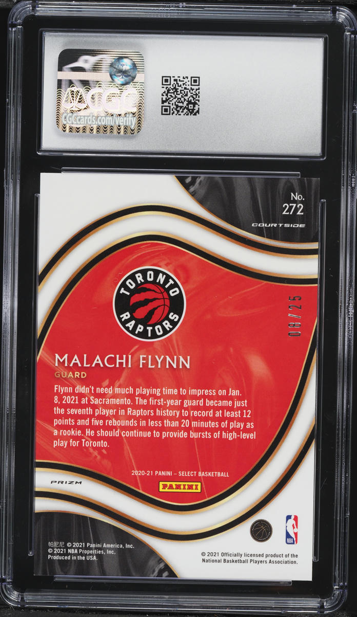 2020 Select Courtside Blue Disco Malachi Flynn ROOKIE /25 #272 CGC 10 GEM MINT