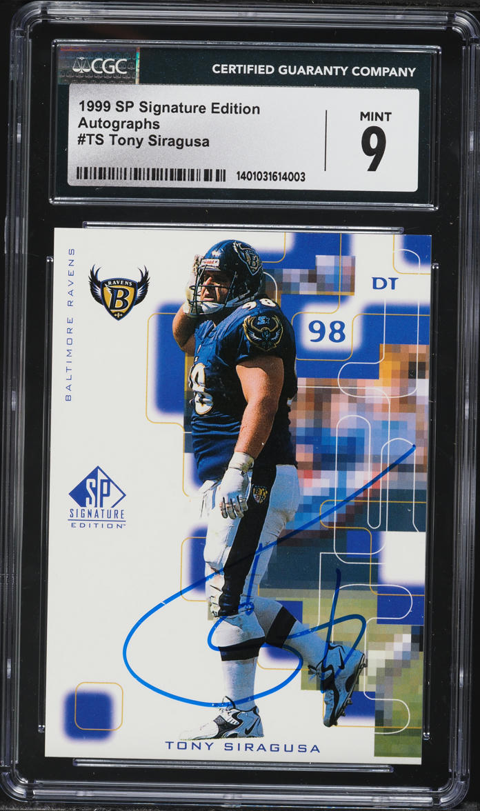 1999 SP Signature Edition Tony Siragusa AUTO #TS CGC 9 MINT