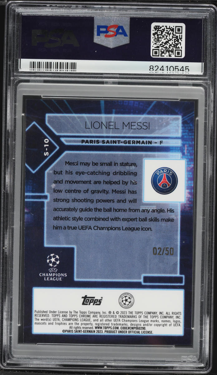 2022 Topps Chrome UEFA Specimen Gold Refractor Lionel Messi /50 #S10 PSA 9 MINT